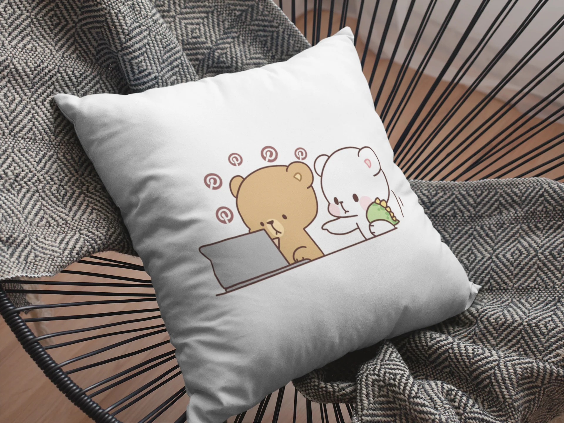 Mocha Bear Printed Cushion - Image 2