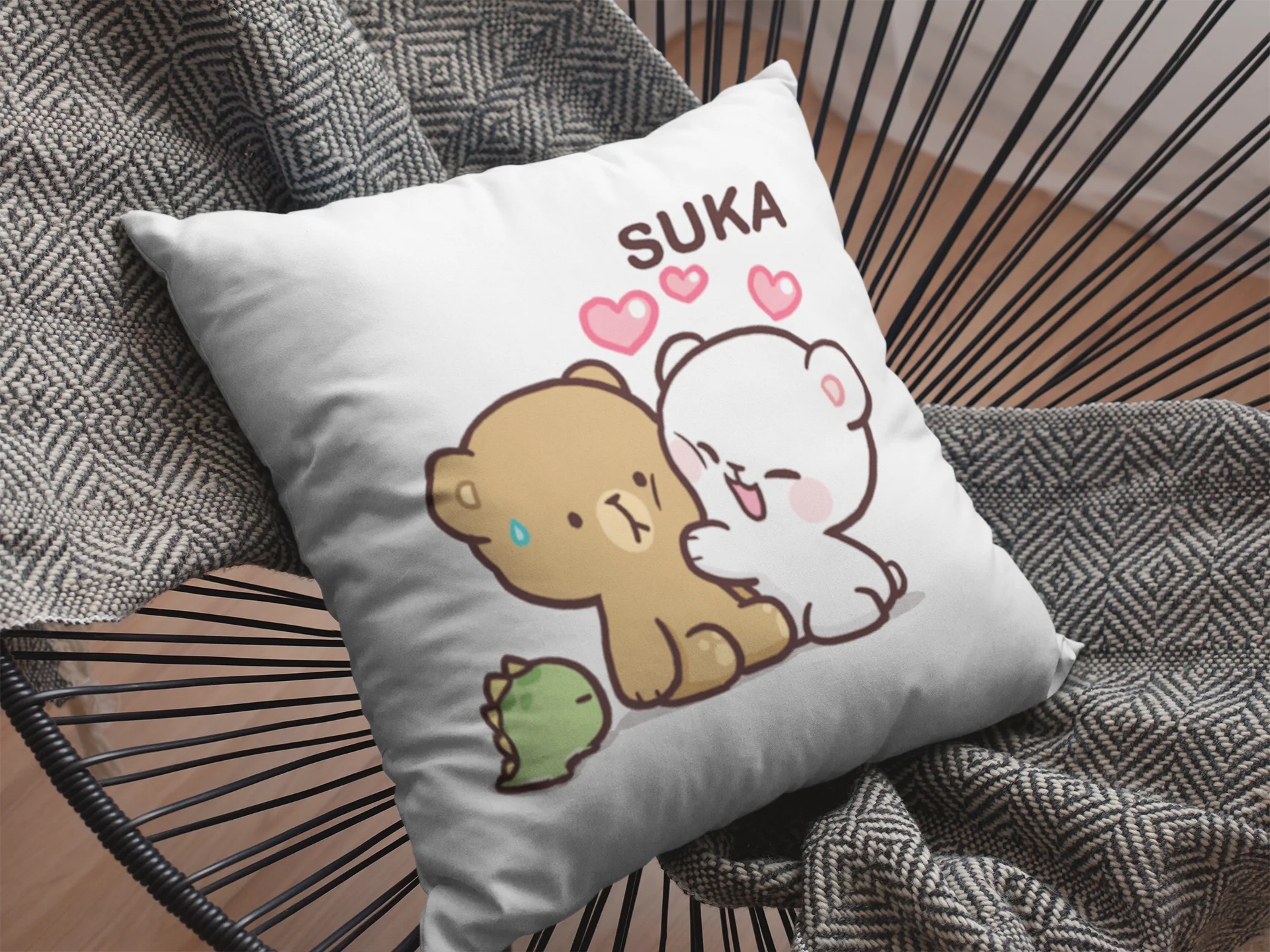 Mocha Bear Printed Cushion - Image 2