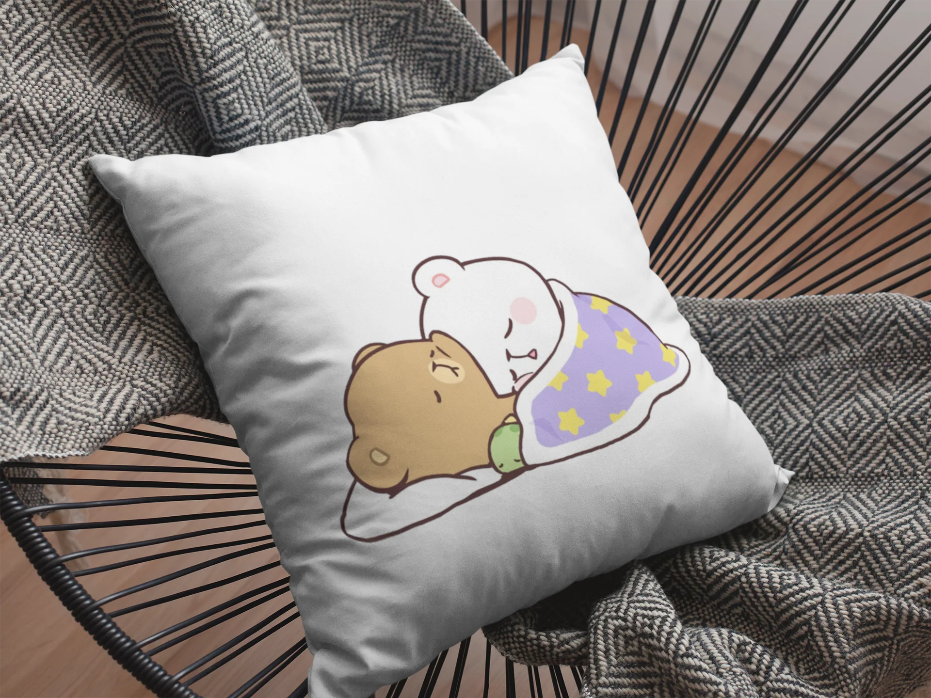 Mocha Bear Printed Cushion - Image 2
