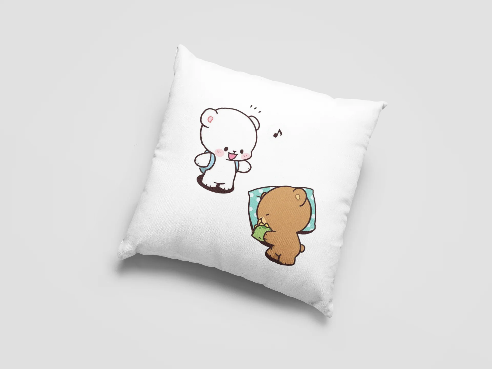 Mocha Bear Printed Cushion