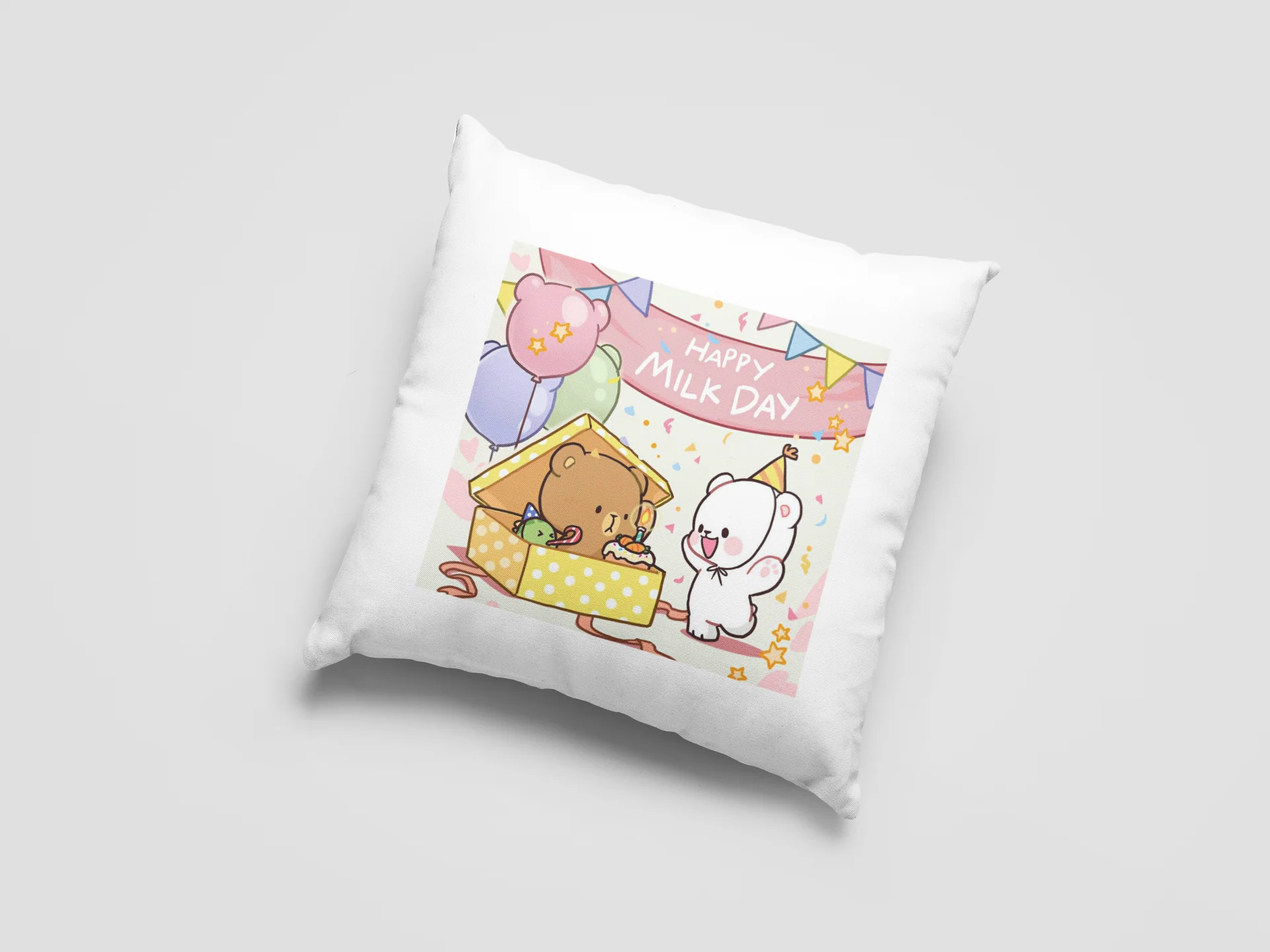 Mocha Bear Printed Cushion
