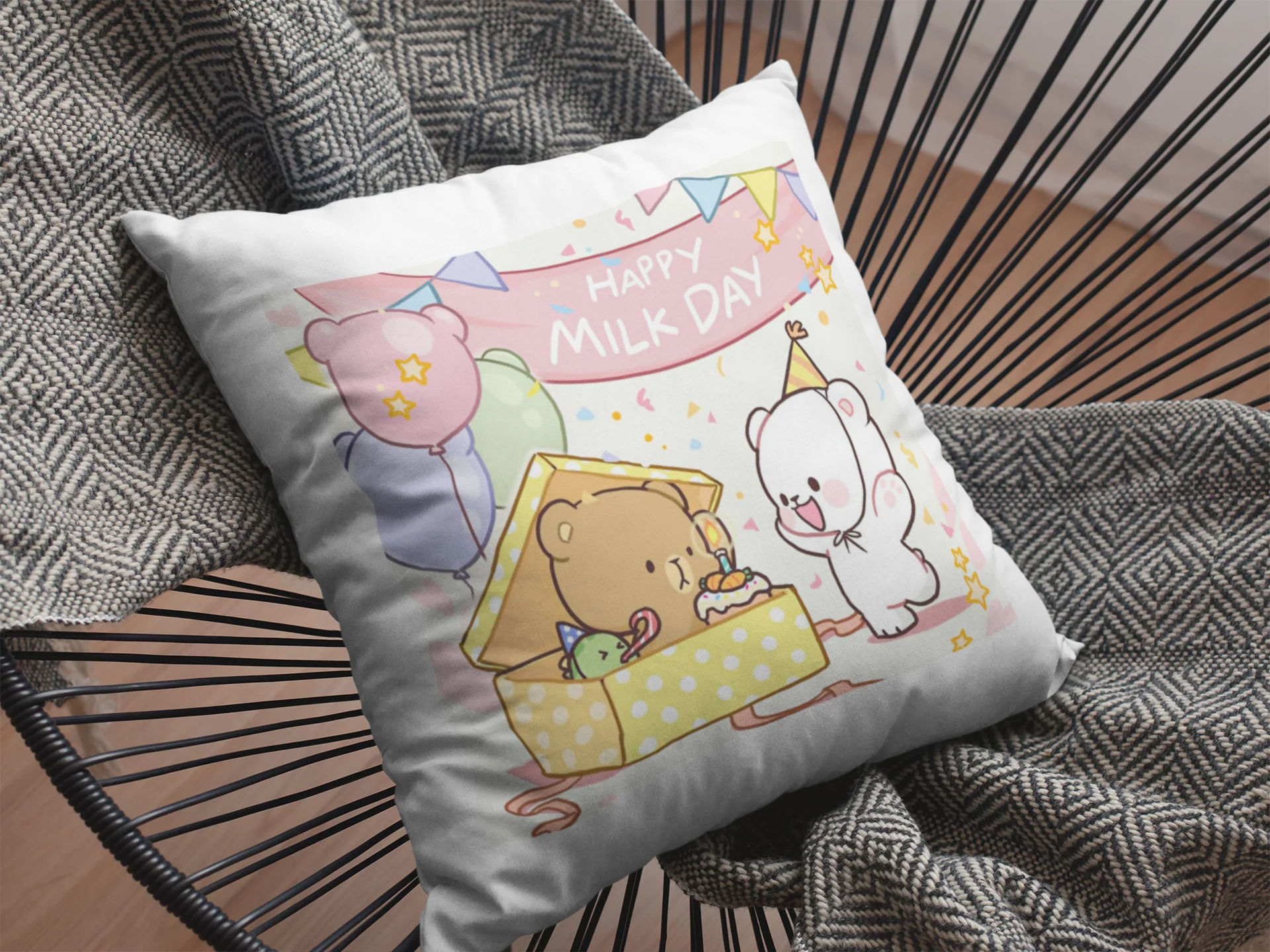 Mocha Bear Printed Cushion - Image 2