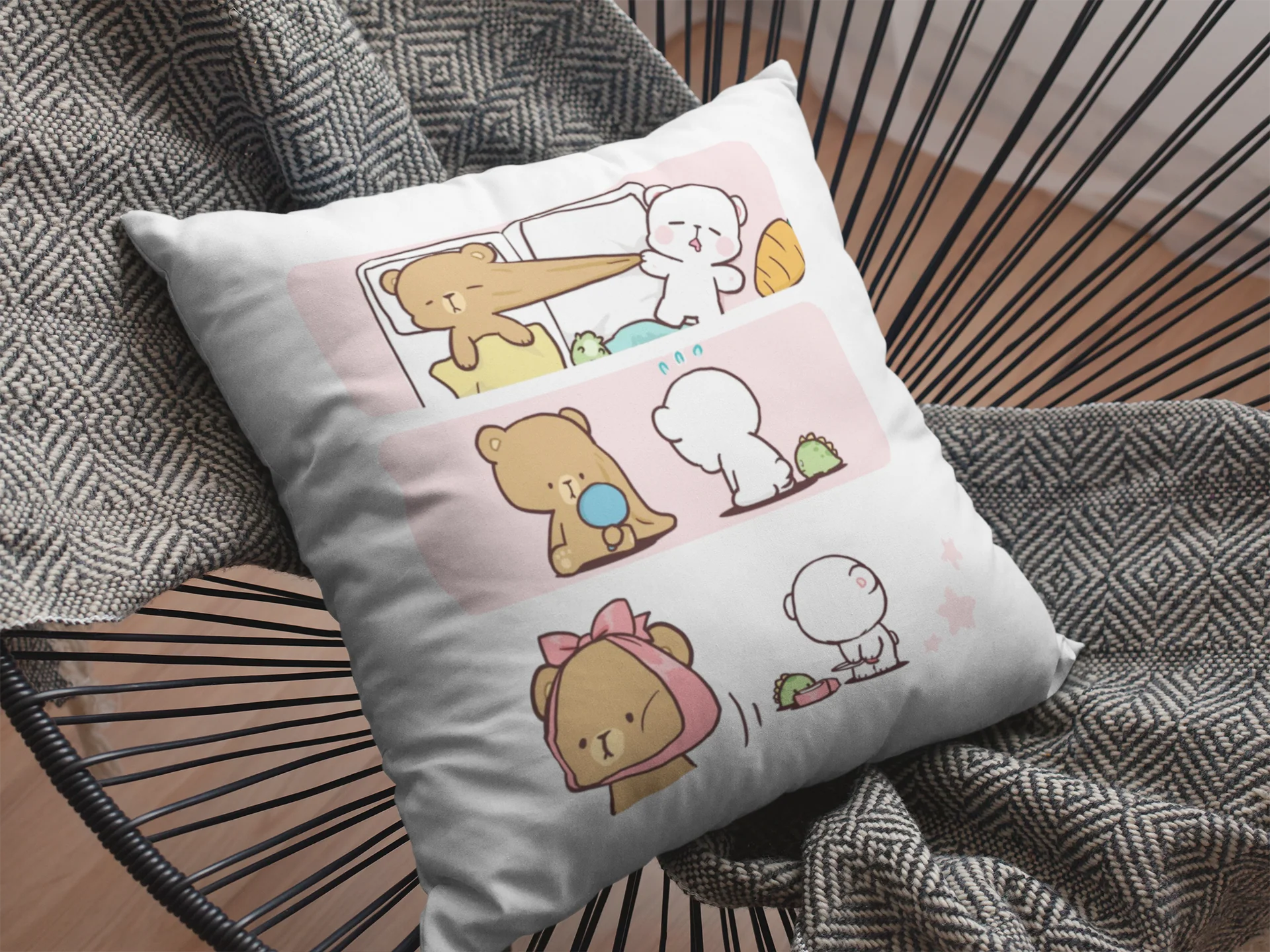 Mocha Bear Printed Cushion - Image 2