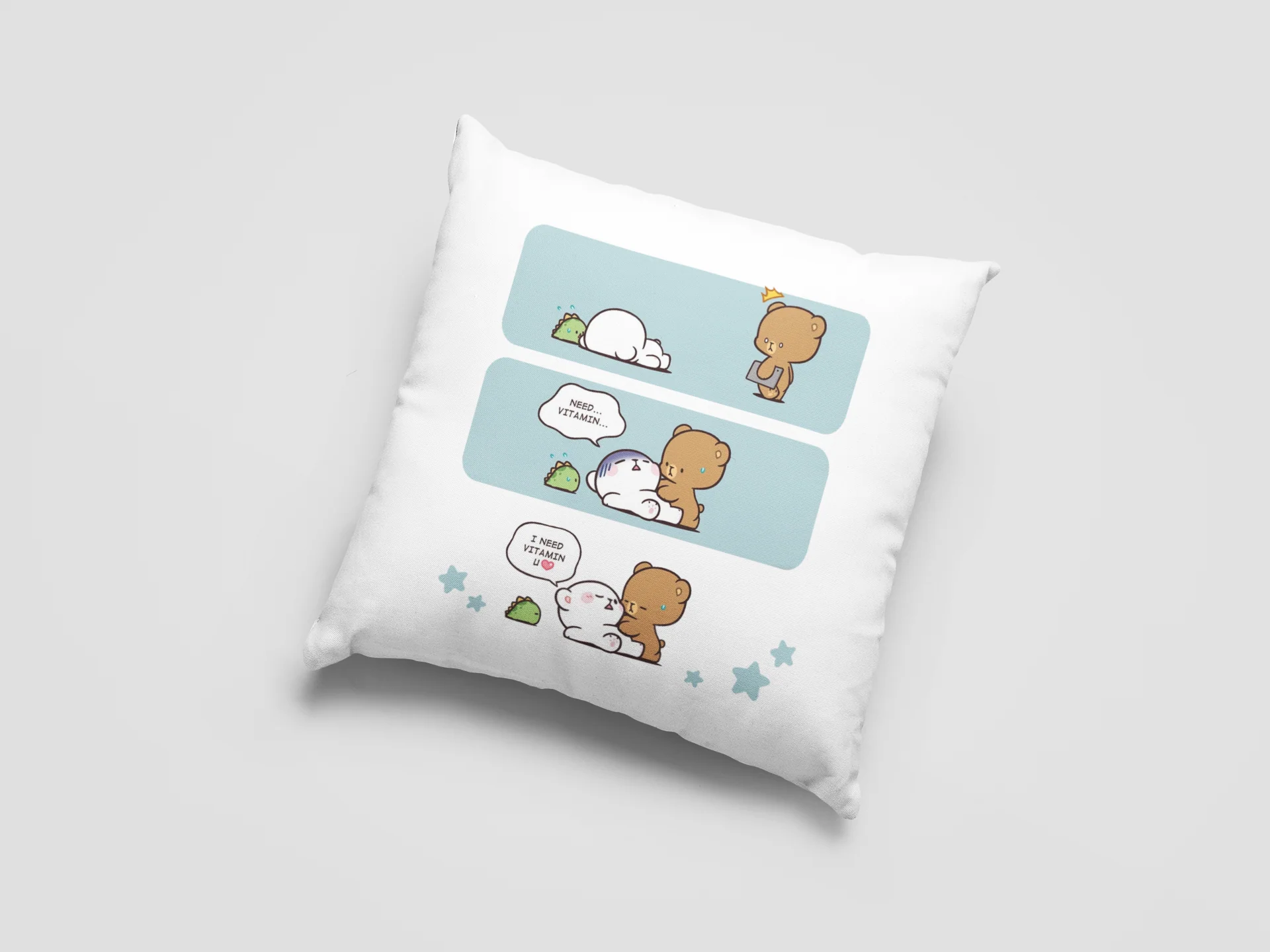 Mocha Bear Printed Cushion