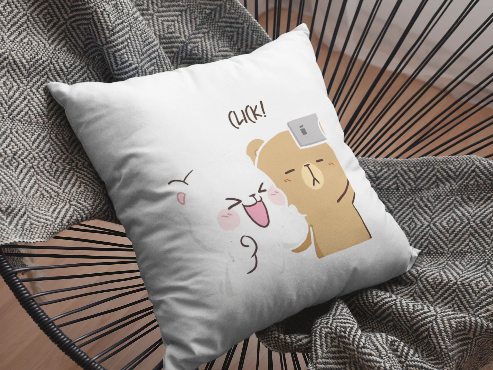 Mocha Bear Printed Cushion - Image 2