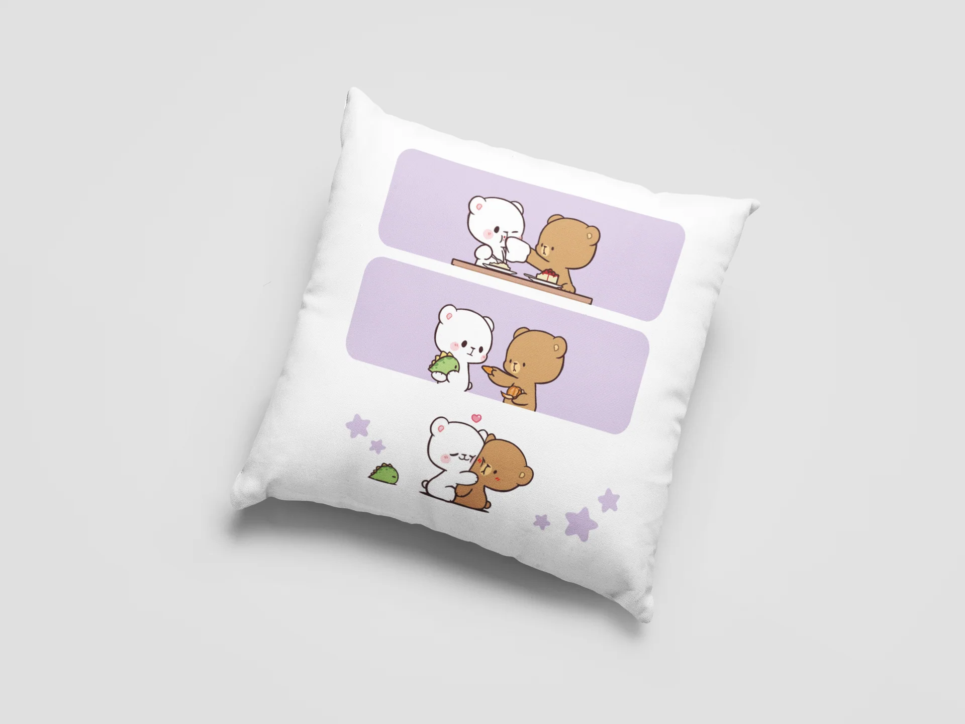 Mocha Bear Printed Cushion