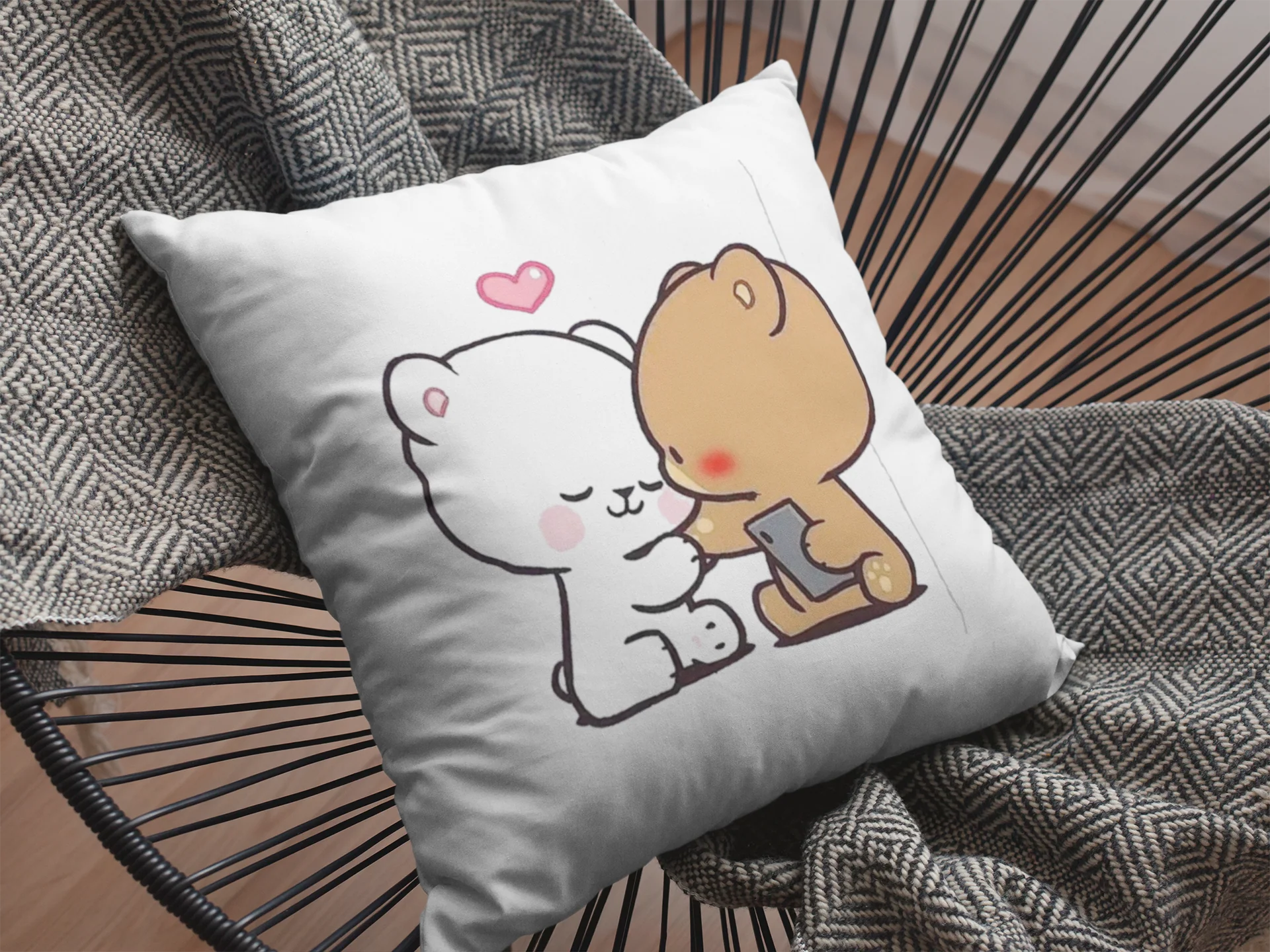 Mocha Bear Printed Cushion - Image 2