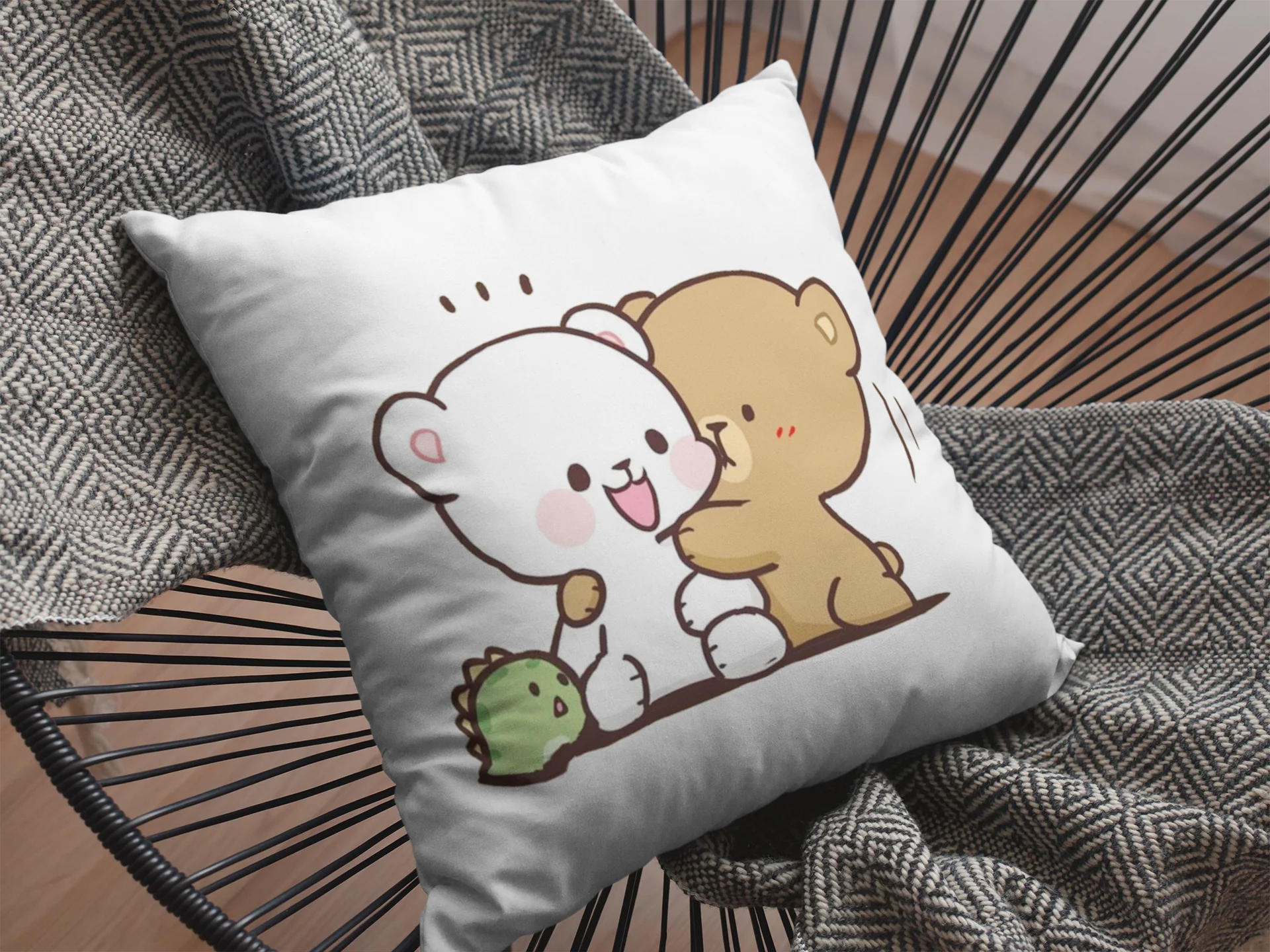Mocha Bear Printed Cushion - Image 2
