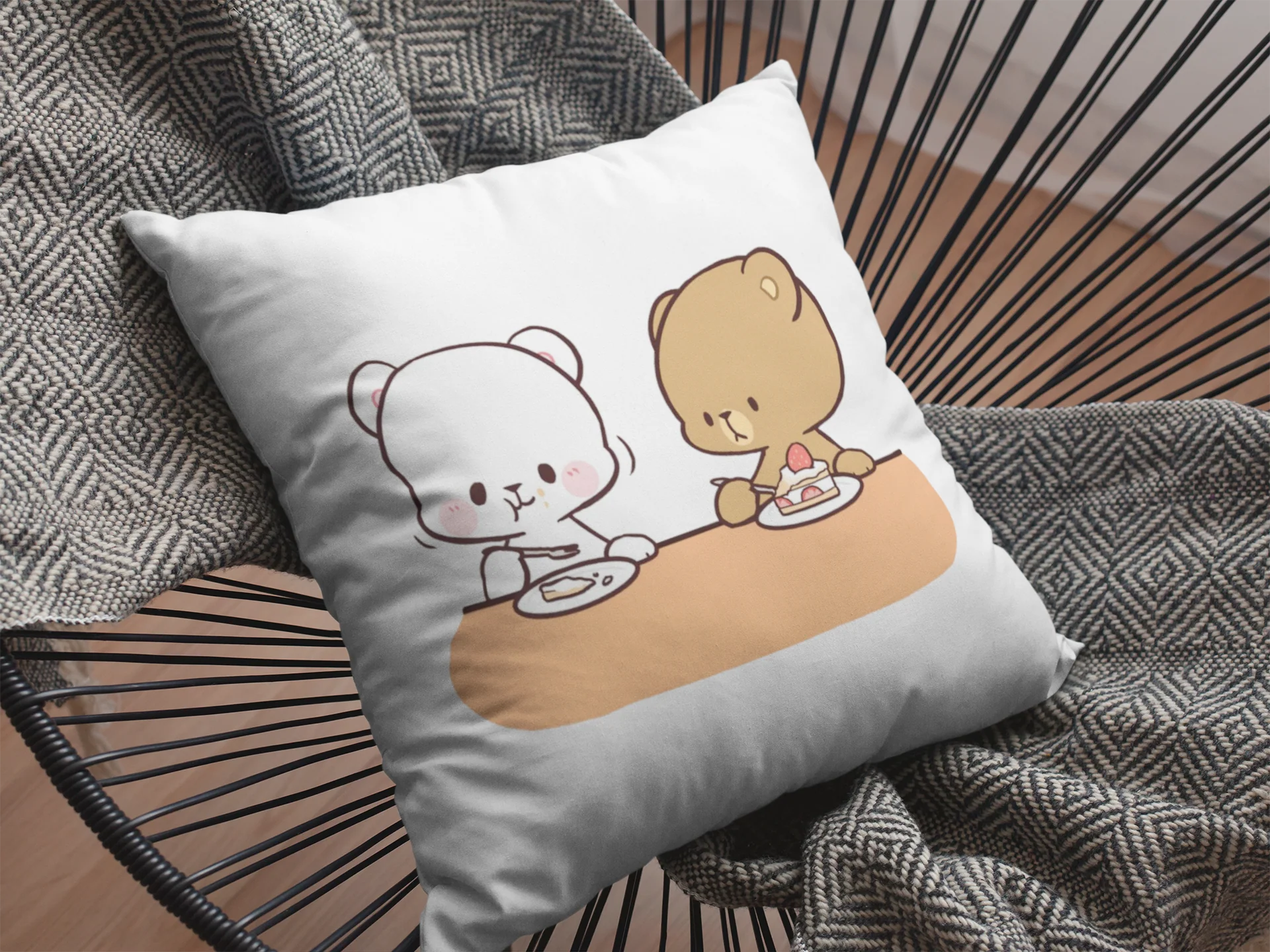 Mocha Bear Printed Cushion - Image 2