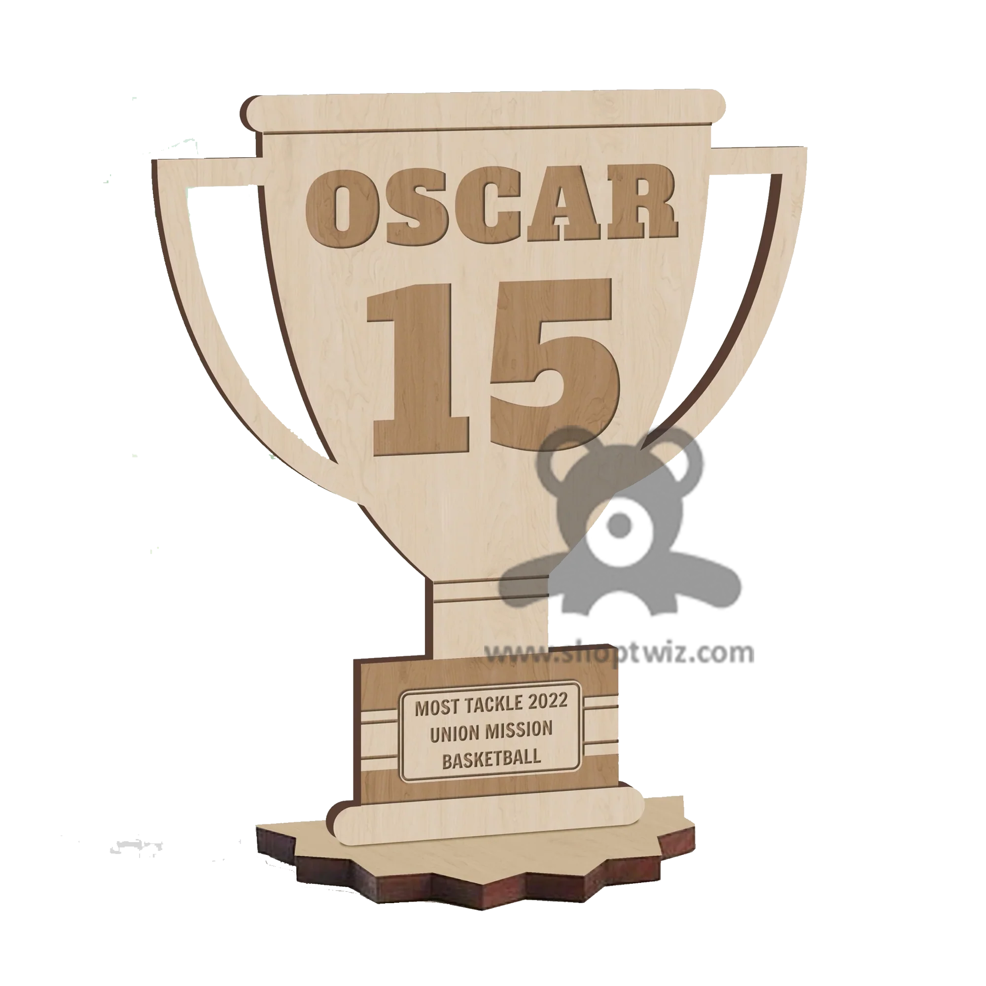 Personalized Wooden Trophy Keepsake – Custom Sport Player Number Award - Image 2
