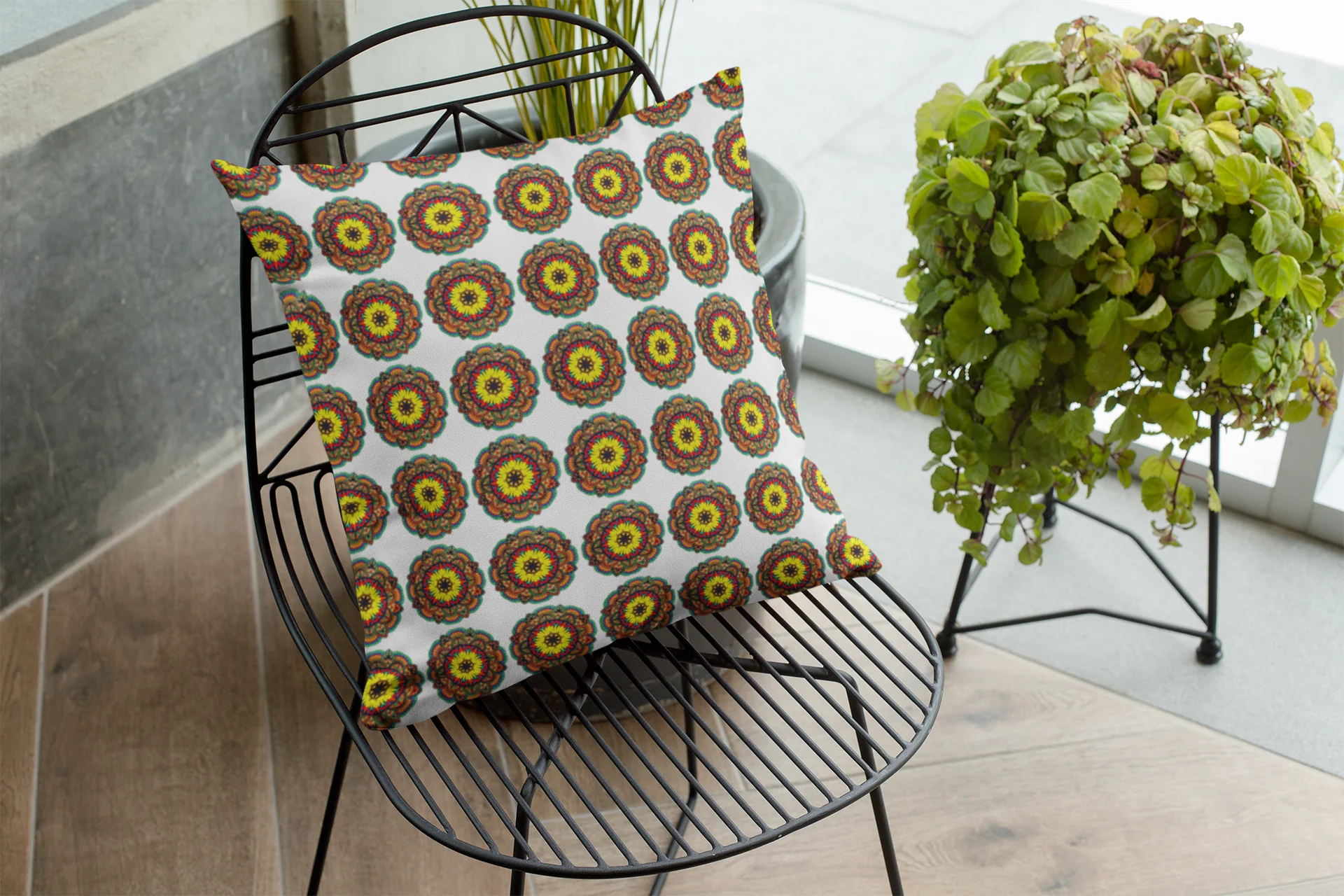 Printed Ethnic Cushion Cover with Filler Included ( 12 inch x 12 inch ) - Image 2