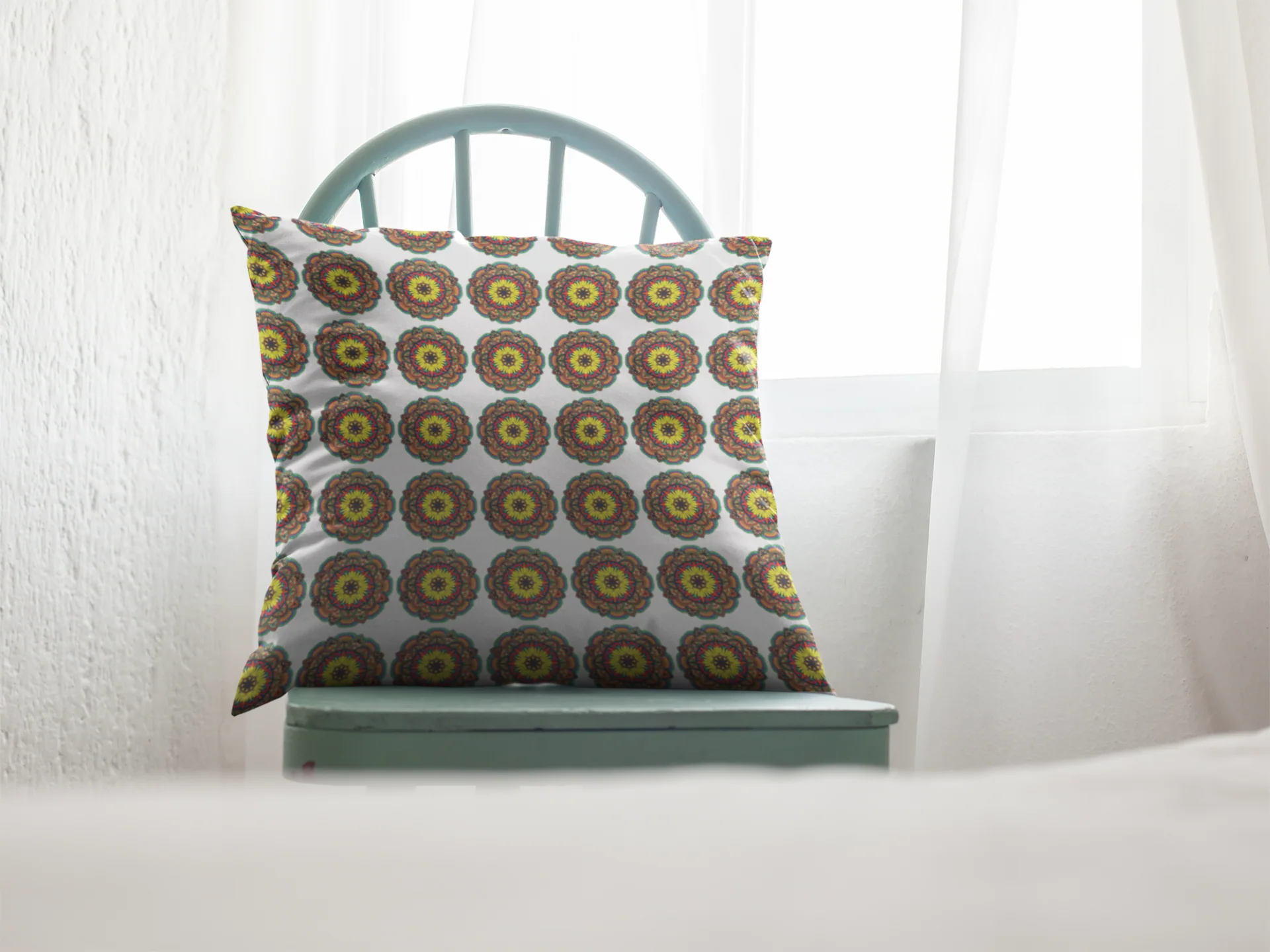 Printed Ethnic Cushion Cover with Filler Included ( 12 inch x 12 inch ) - Image 3
