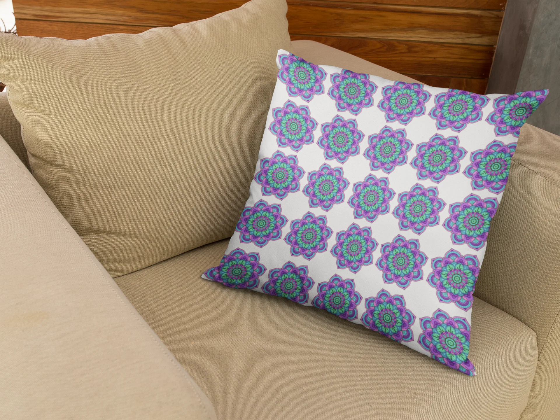 Printed Ethnic Cushion Cover with Filler Included ( 12 inch x 12 inch ) - Image 6