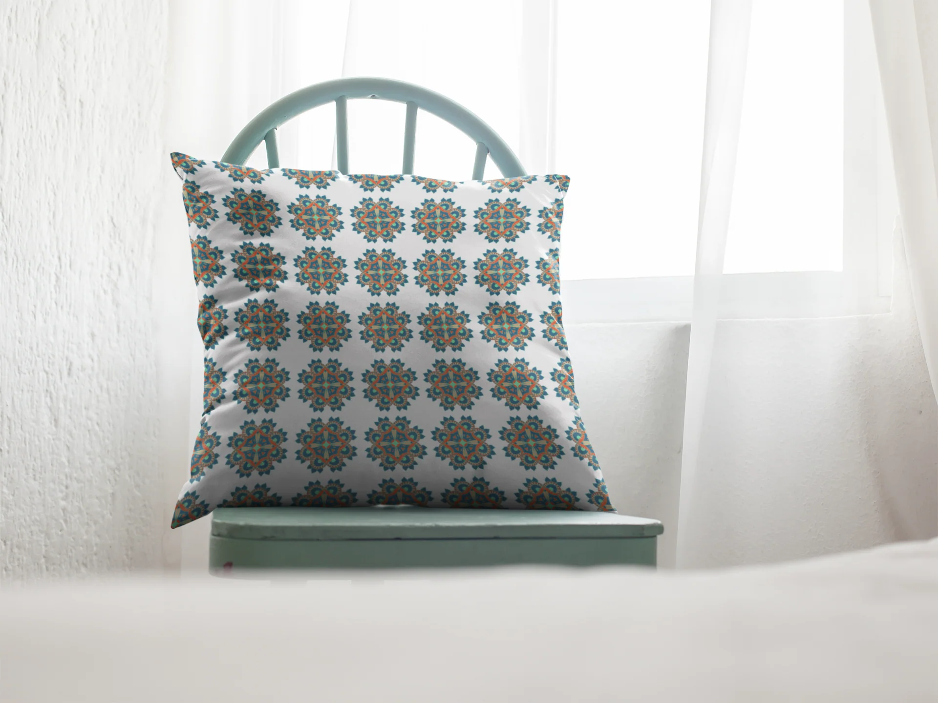 Printed Ethnic Cushion Cover with Filler Included ( 12 inch x 12 inch ) - Image 2