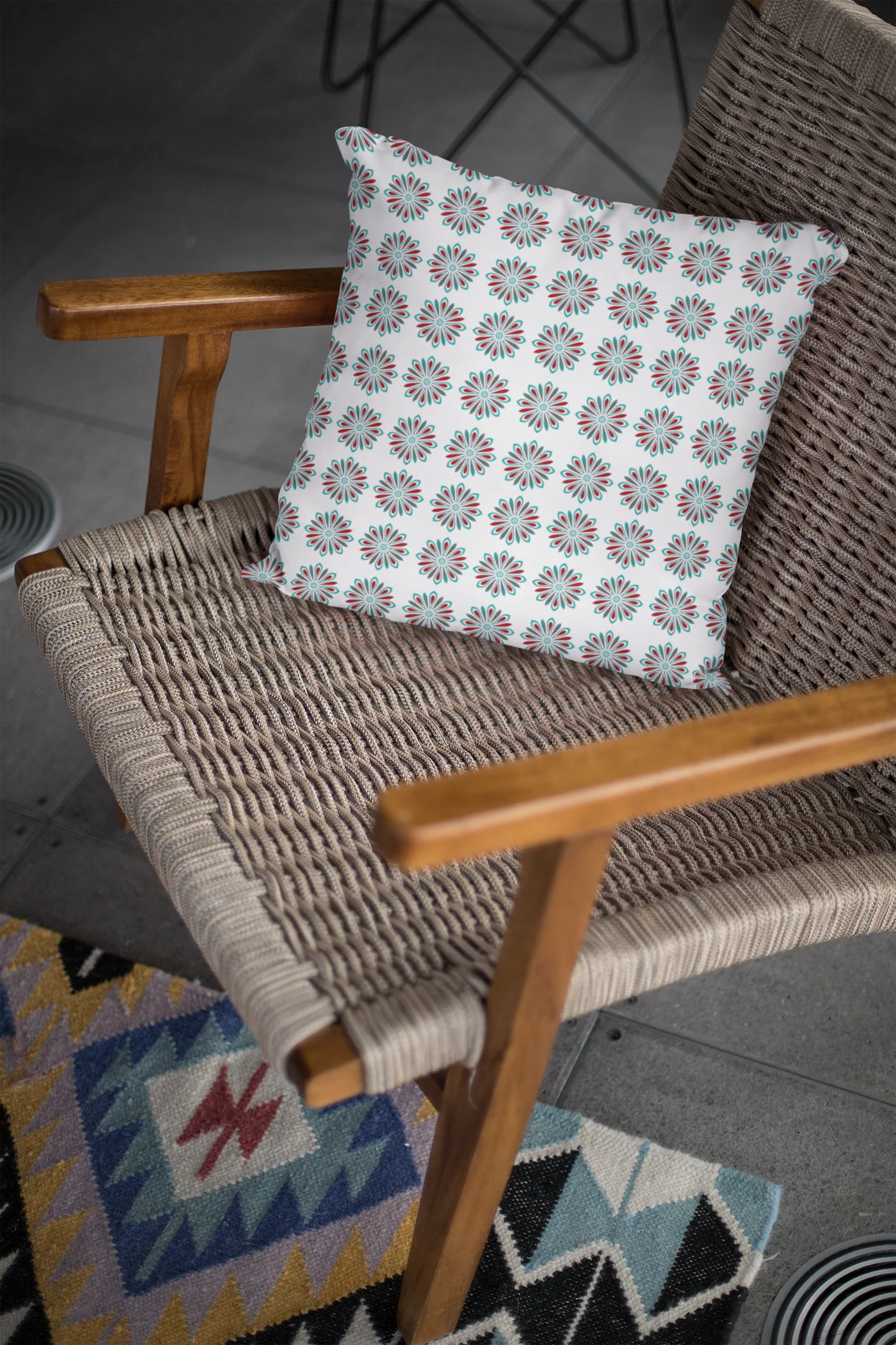 Printed Ethnic Cushion Cover with Filler Included ( 12 inch x 12 inch ) - Image 2