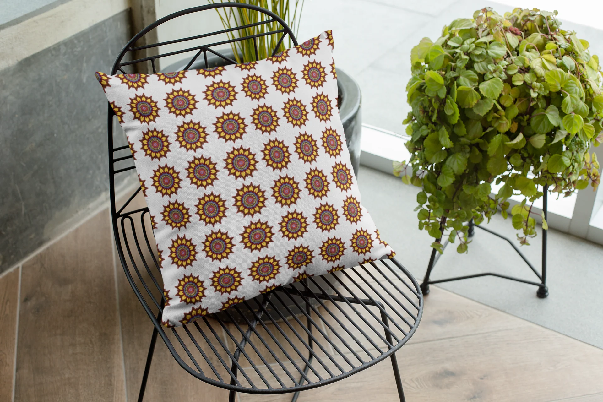 Printed Ethnic Cushion Cover with Filler Included ( 12 inch x 12 inch ) - Image 3