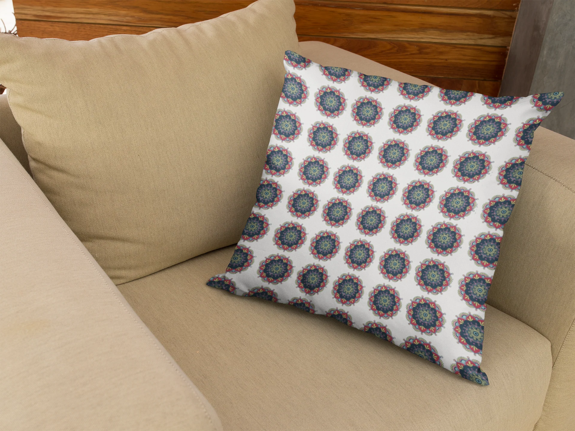 Printed Ethnic Cushion Cover with Filler Included ( 12 inch x 12 inch ) - Image 2