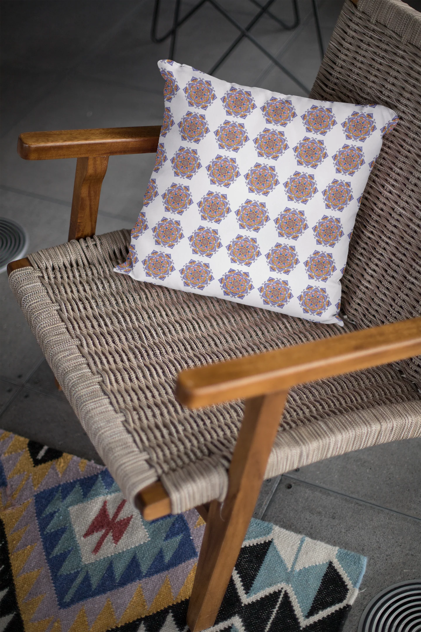 Printed Ethnic Cushion Cover with Filler Included ( 12 inch x 12 inch ) - Image 2