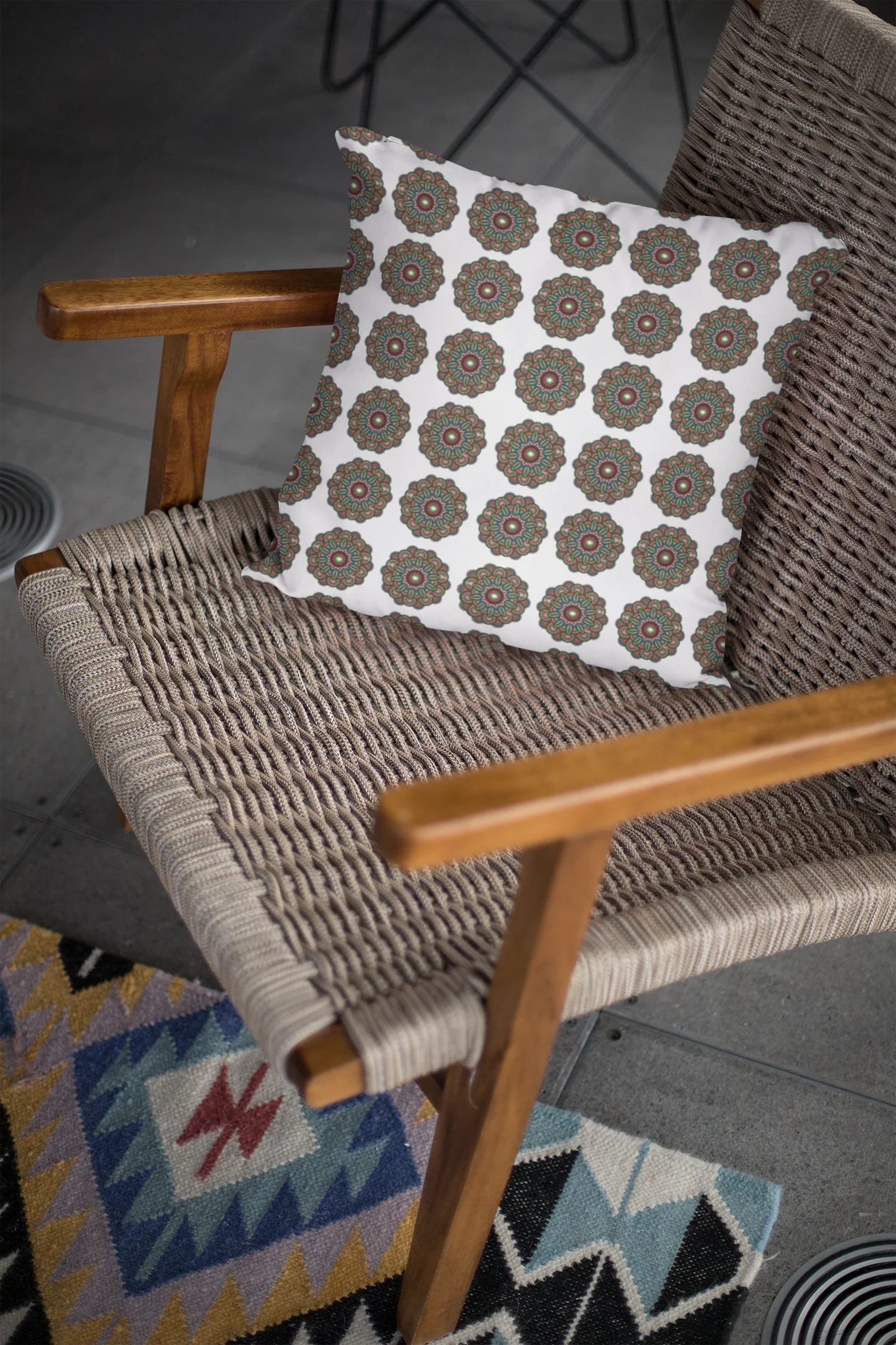 Printed Ethnic Cushion Cover with Filler Included ( 12 inch x 12 inch ) - Image 3