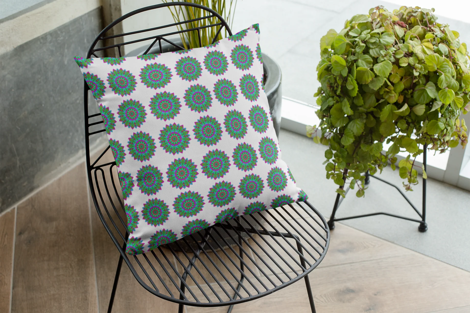 Printed Ethnic Cushion Cover with Filler Included ( 12 inch x 12 inch ) - Image 2
