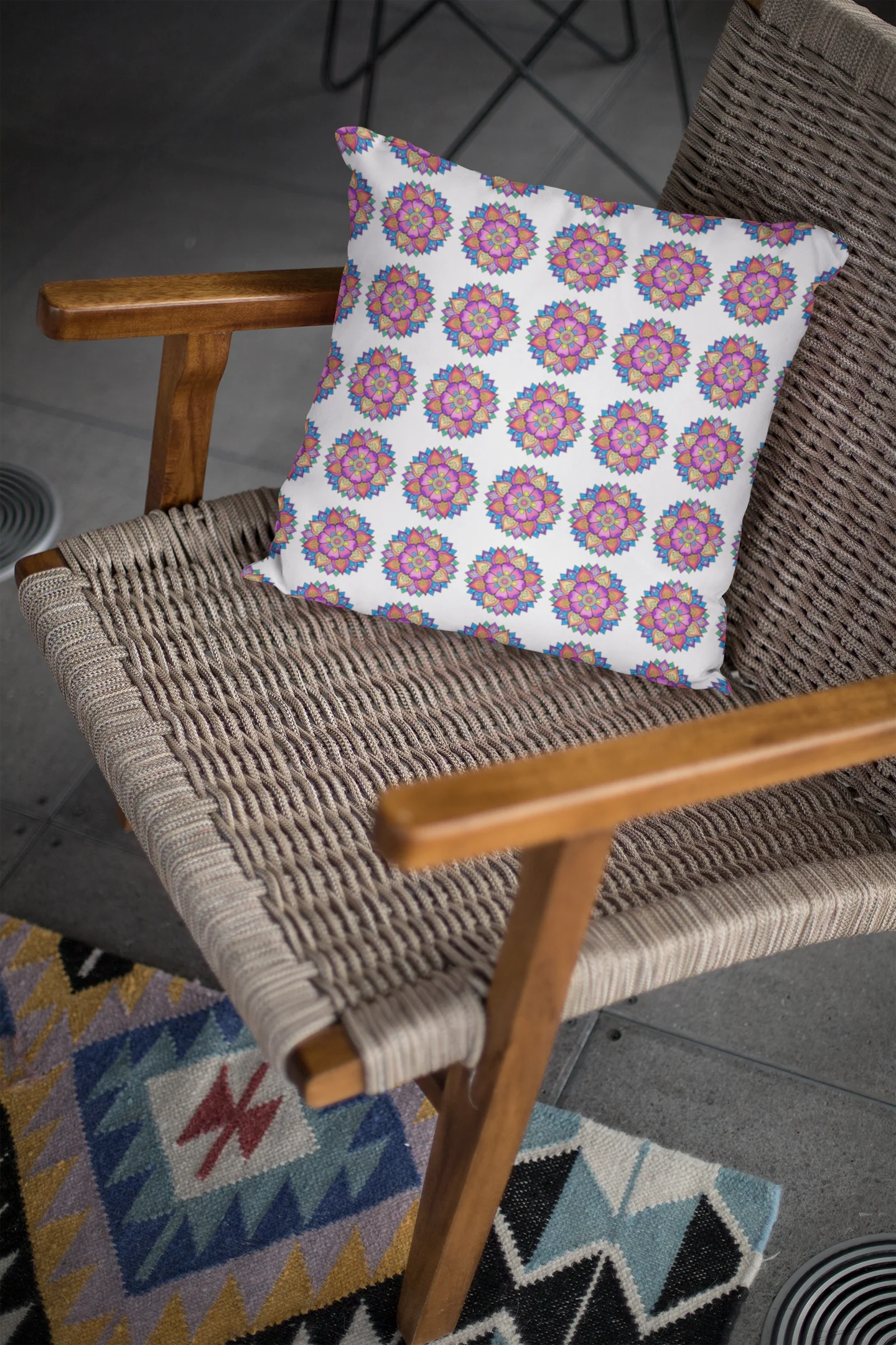 Printed Ethnic Cushion Cover with Filler Included ( 12 inch x 12 inch ) - Image 2