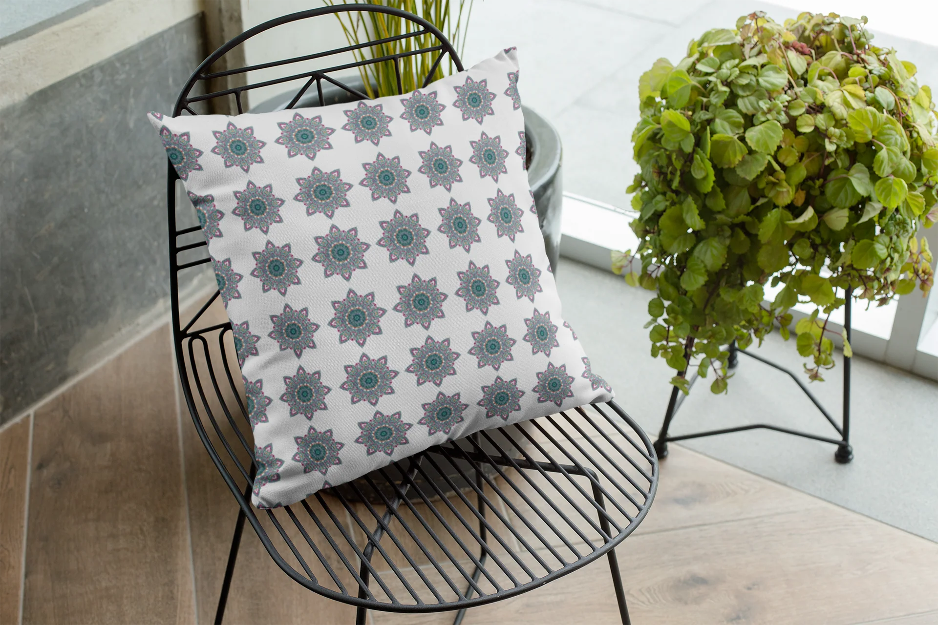 Printed Ethnic Cushion Cover with Filler Included ( 12 inch x 12 inch ) - Image 2