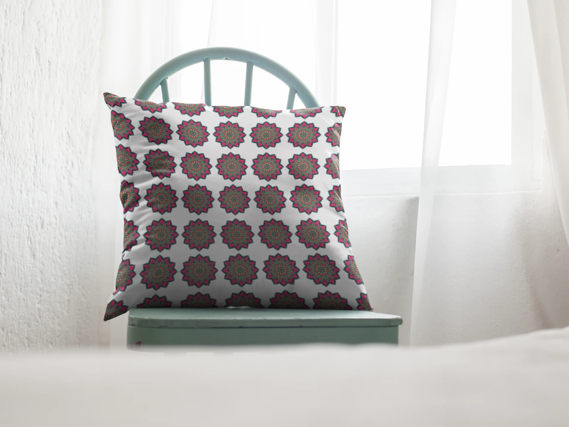 Printed Ethnic Cushion Cover with Filler Included ( 12 inch x 12 inch ) - Image 2