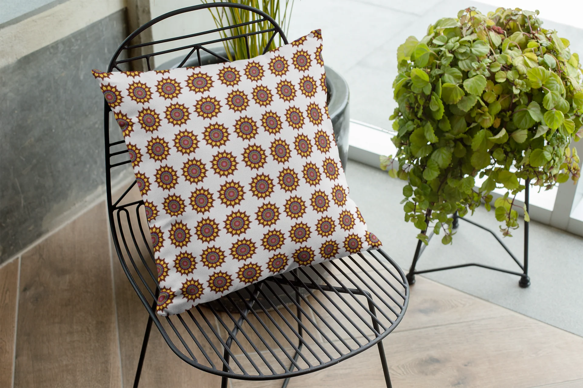 Printed Ethnic Cushion Cover with Filler Included ( 12 inch x 12 inch ) - Image 3