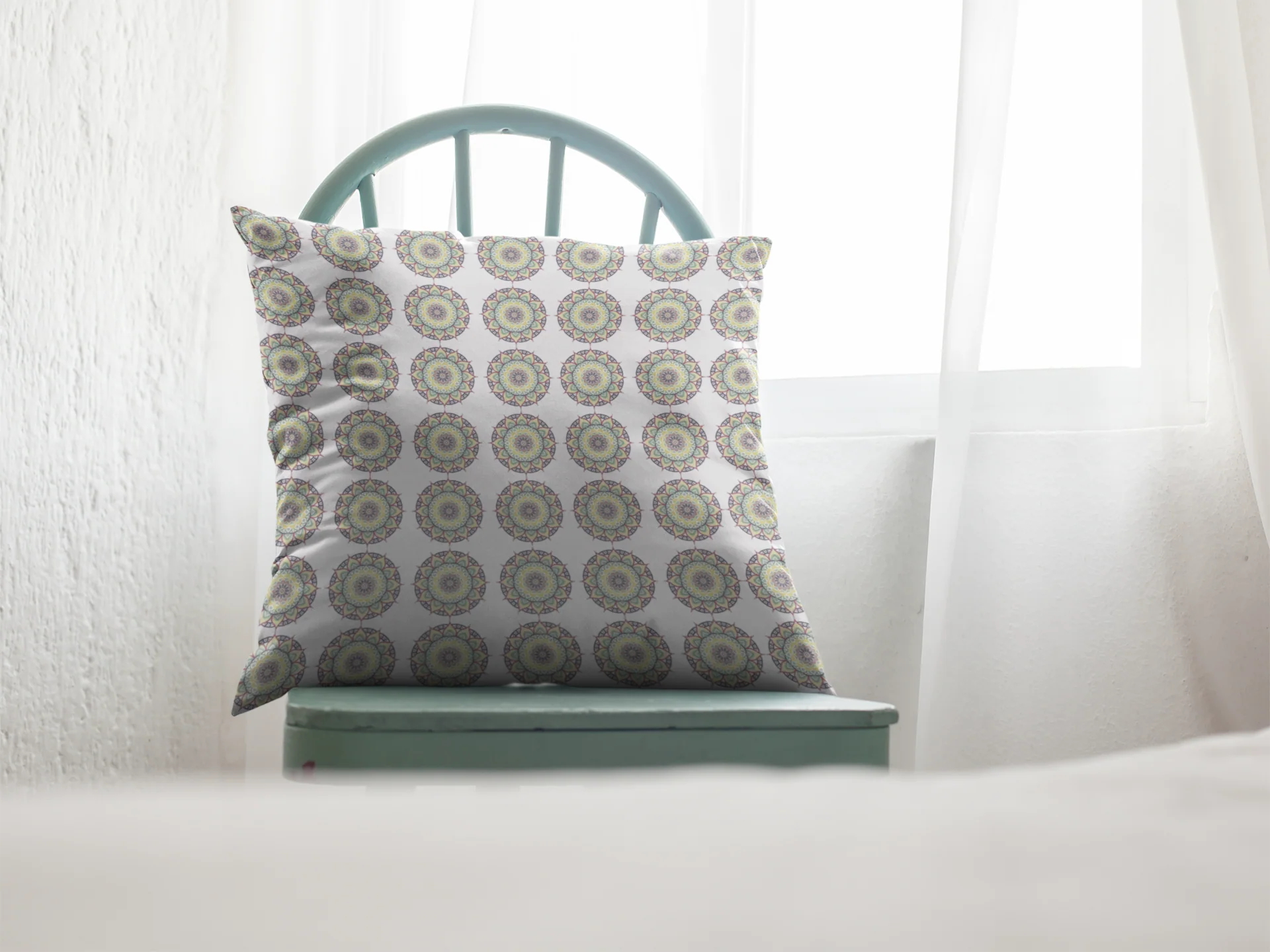 Printed Ethnic Cushion Cover with Filler Included ( 12 inch x 12 inch ) - Image 2