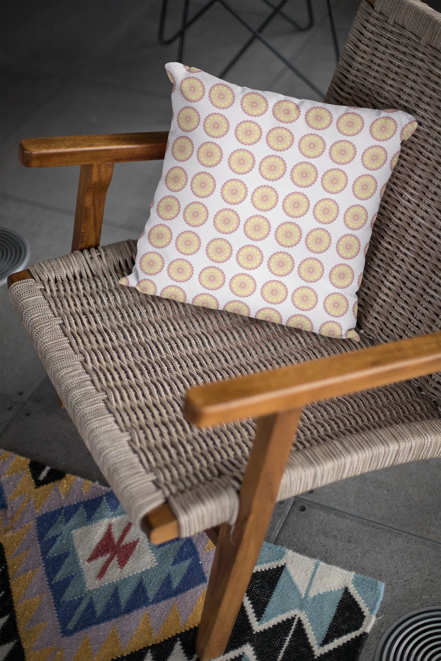 Printed Ethnic Cushion Cover with Filler Included ( 12 inch x 12 inch ) - Image 2
