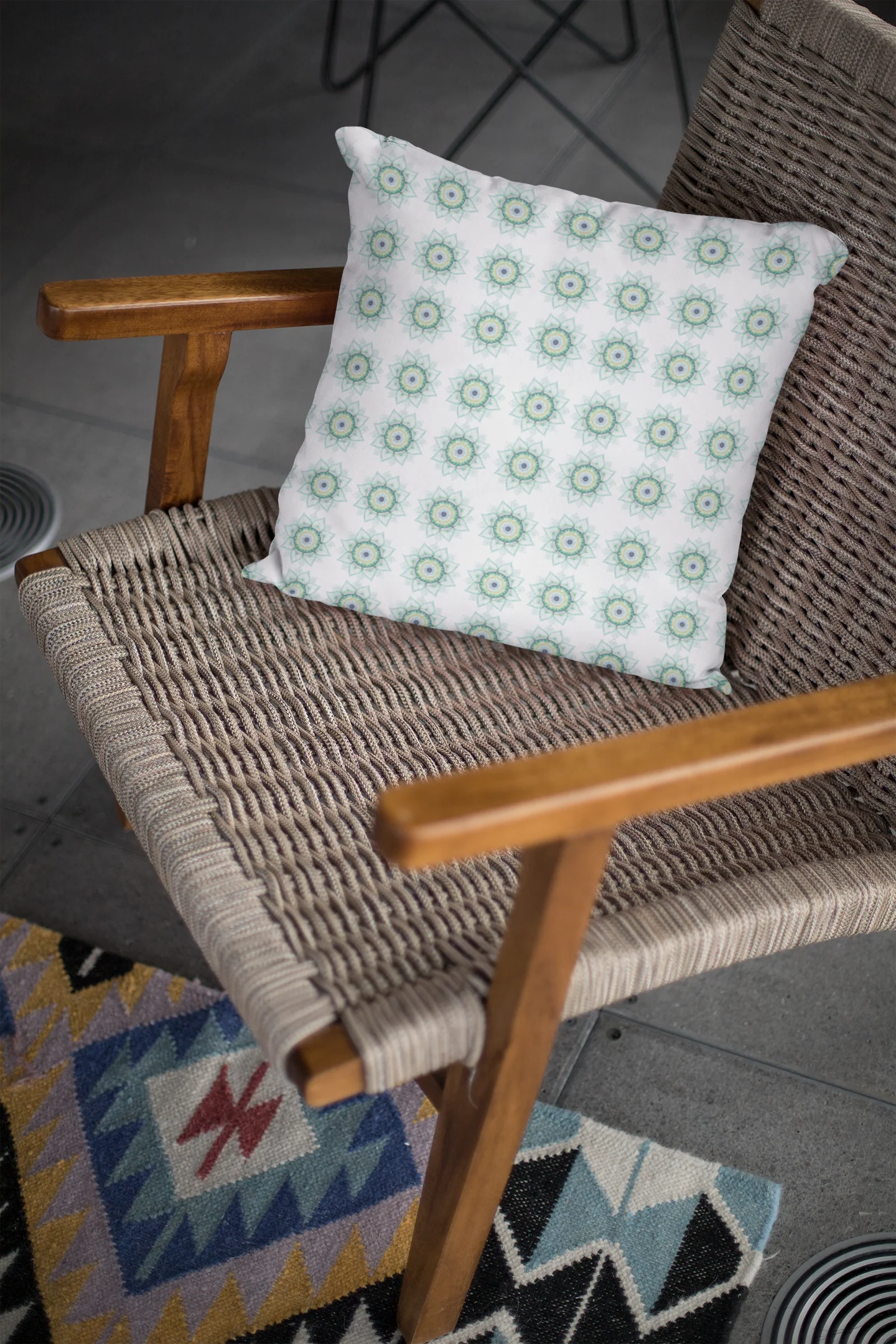 Printed Ethnic Cushion Cover with Filler Included ( 12 inch x 12 inch ) - Image 2
