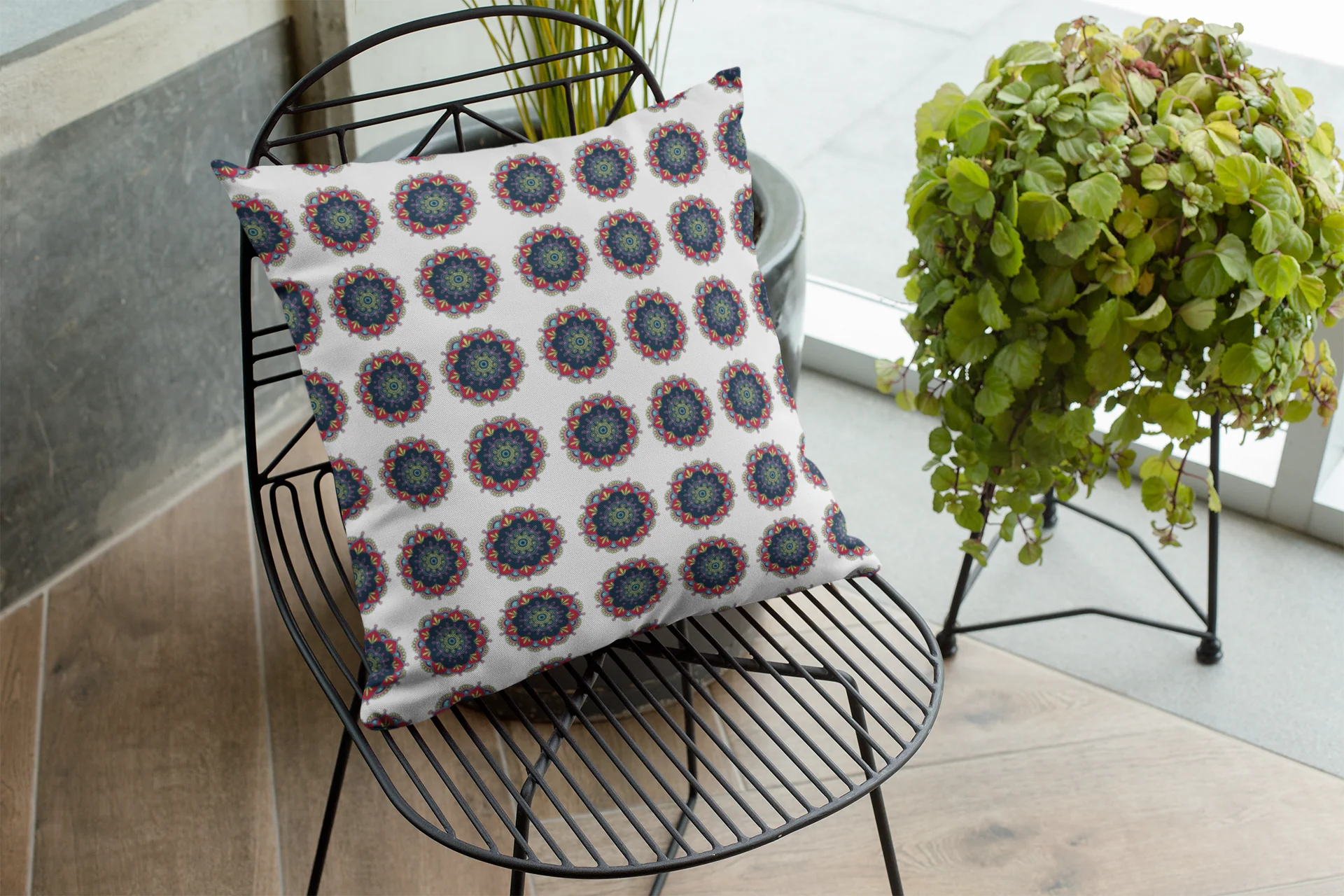 Printed Ethnic Cushion Cover with Filler Included ( 12 inch x 12 inch ) - Image 2
