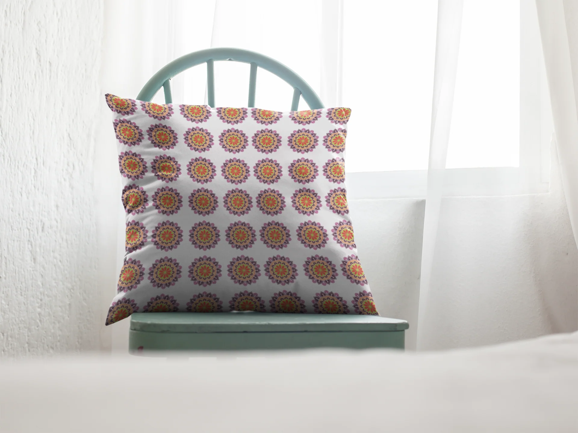 Printed Ethnic Cushion Cover with Filler Included ( 12 inch x 12 inch ) - Image 2