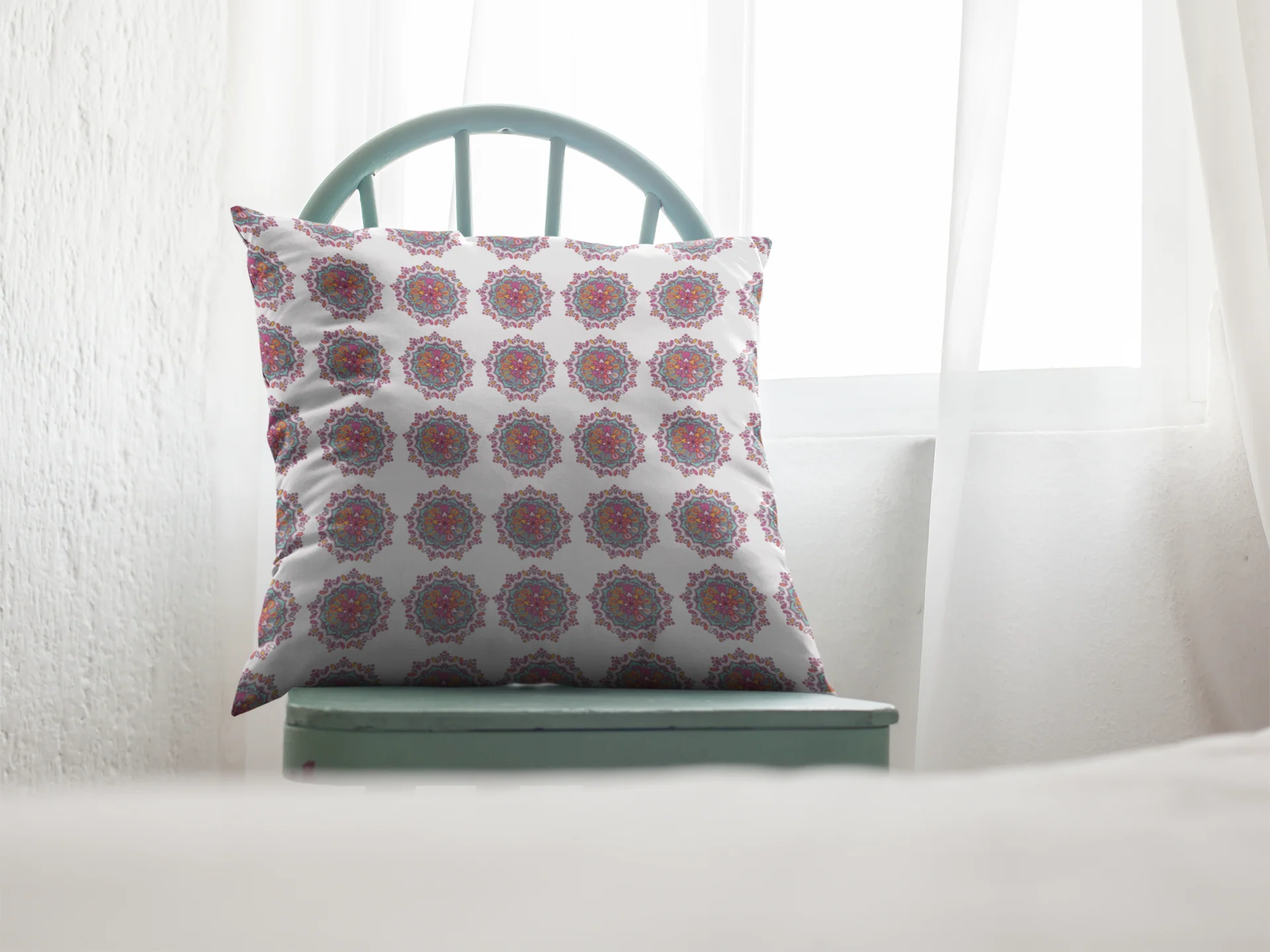 Printed Ethnic Cushion Cover with Filler Included ( 12 inch x 12 inch ) - Image 2