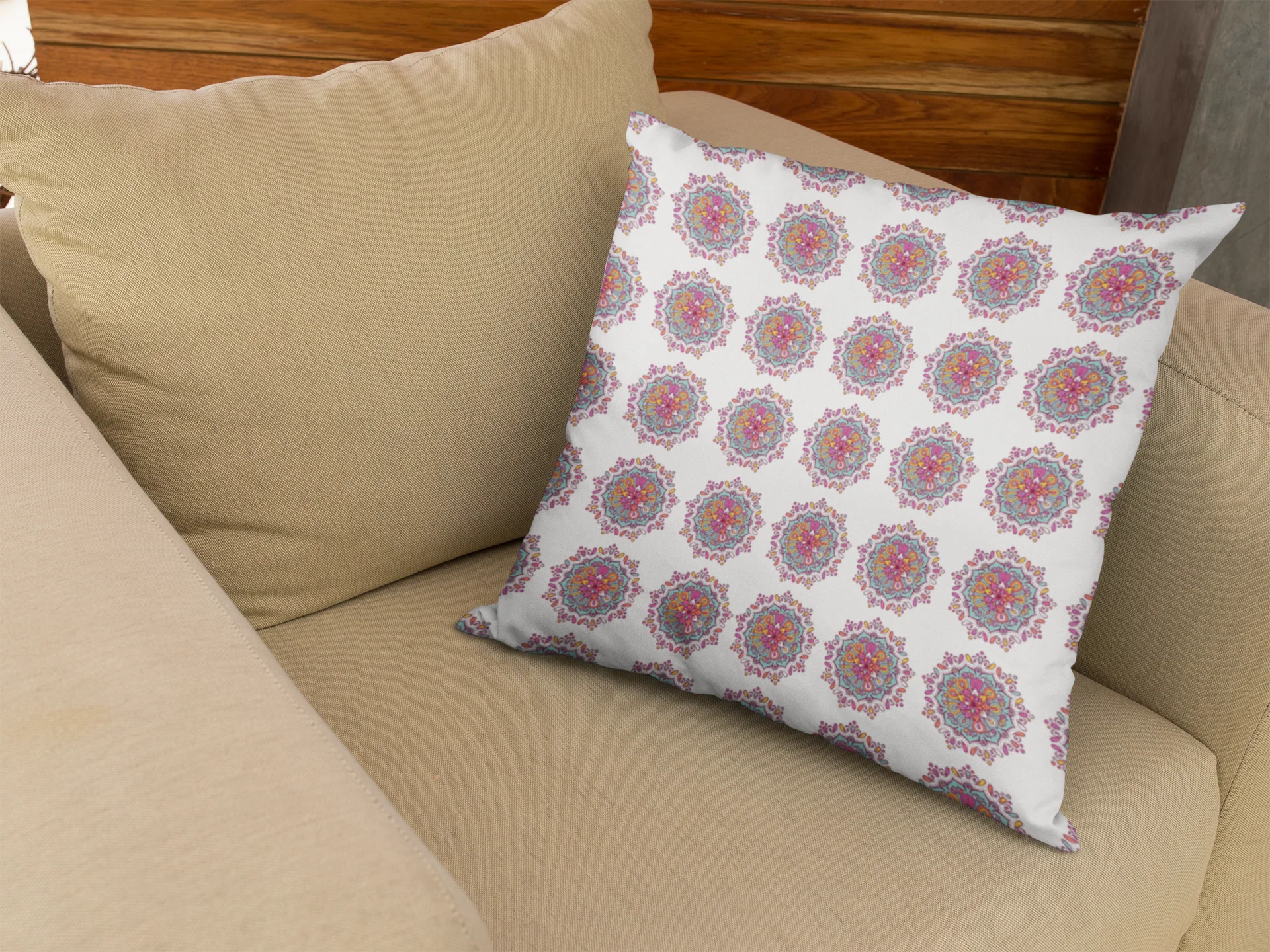 Printed Ethnic Cushion Cover with Filler Included ( 12 inch x 12 inch ) - Image 3