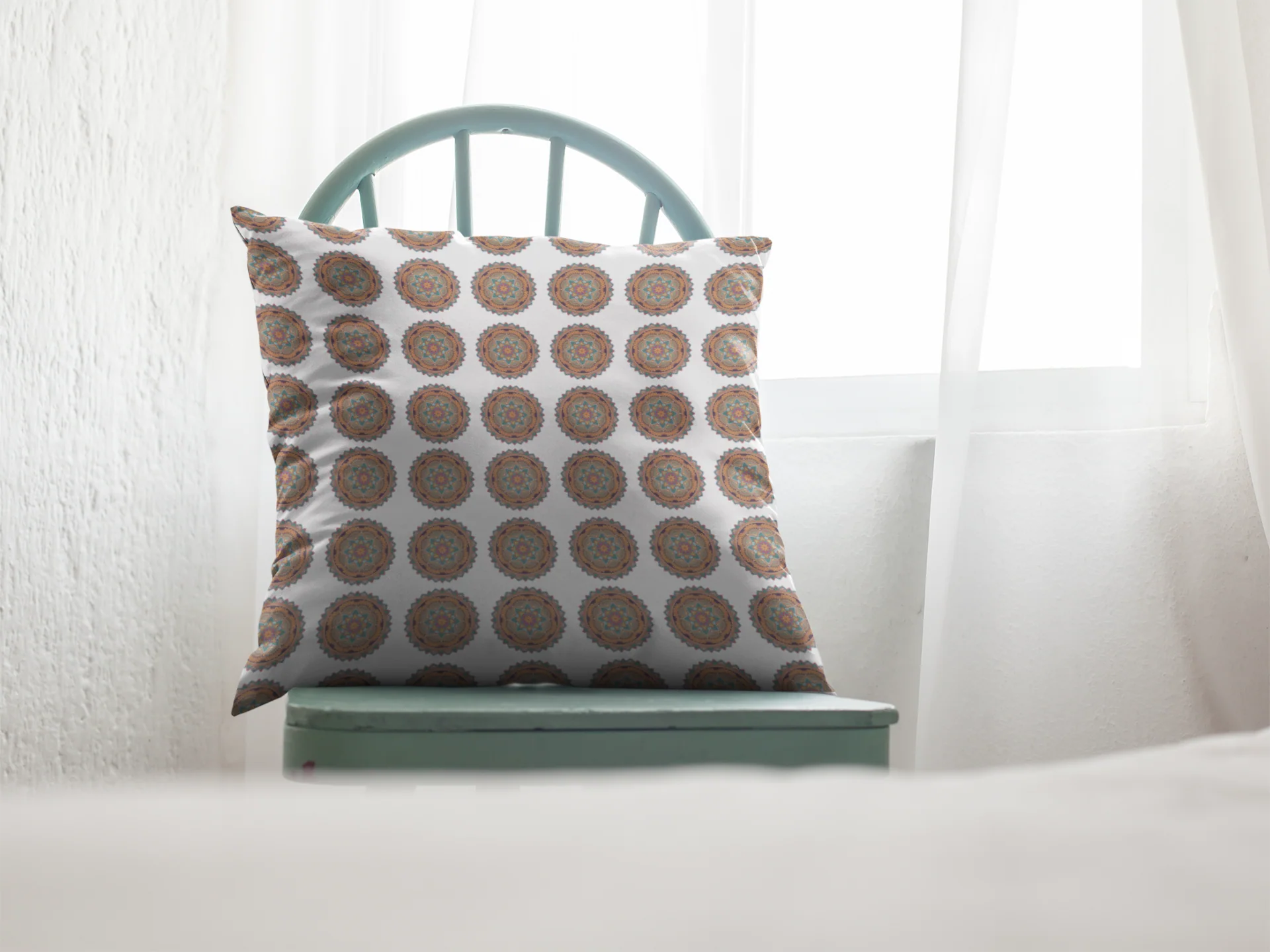 Printed Ethnic Cushion Cover with Filler Included ( 12 inch x 12 inch ) - Image 2