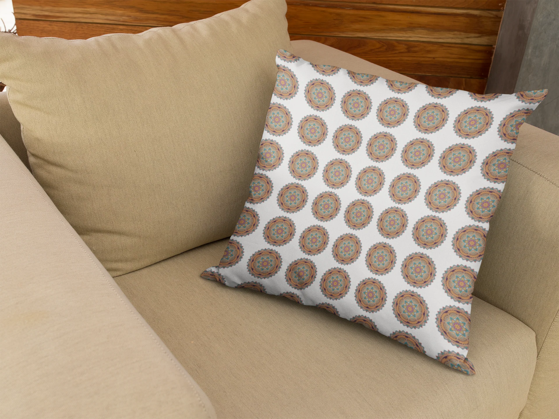 Printed Ethnic Cushion Cover with Filler Included ( 12 inch x 12 inch ) - Image 3
