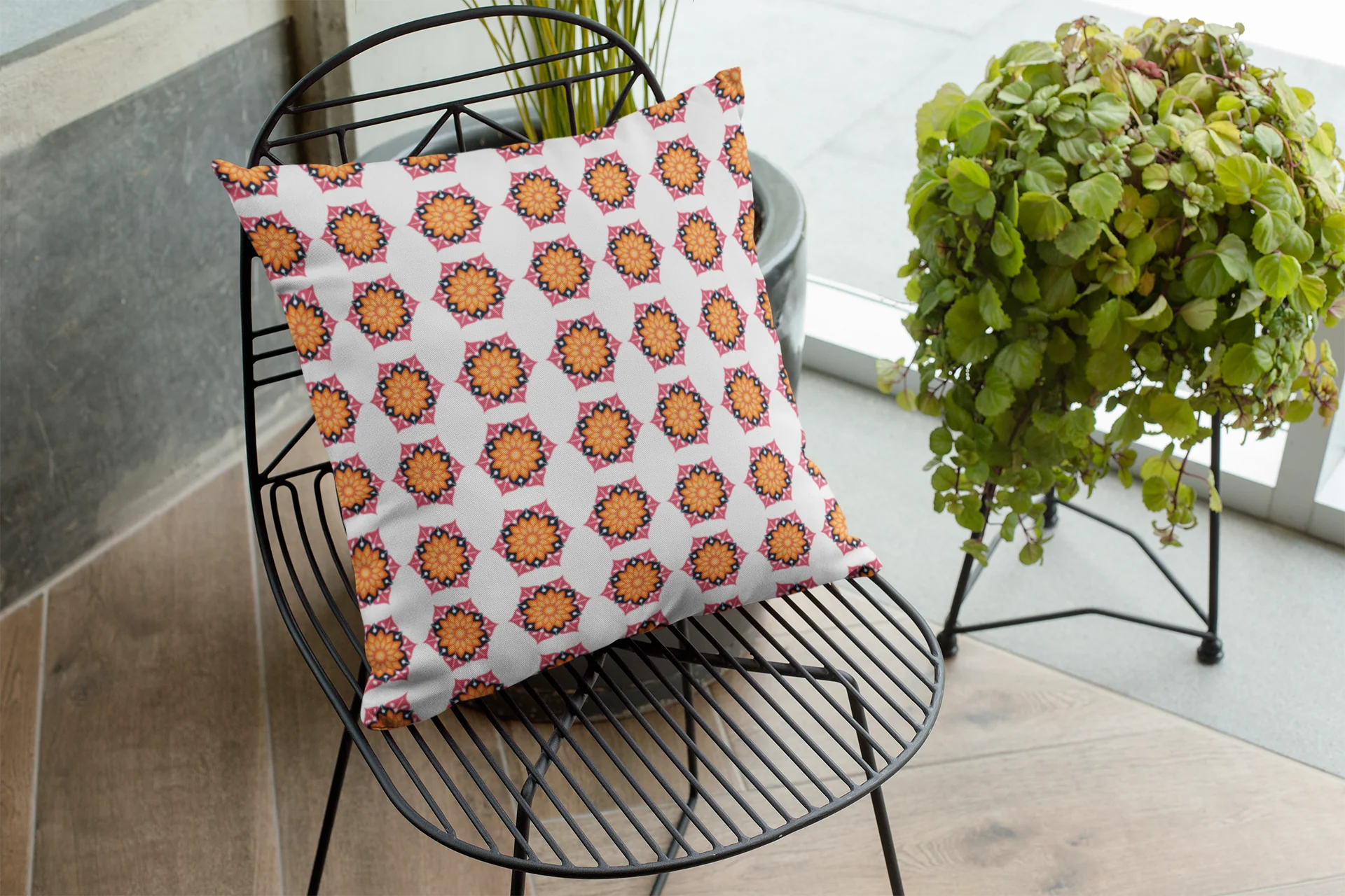 Printed Ethnic Cushion Cover with Filler Included ( 12 inch x 12 inch ) - Image 2
