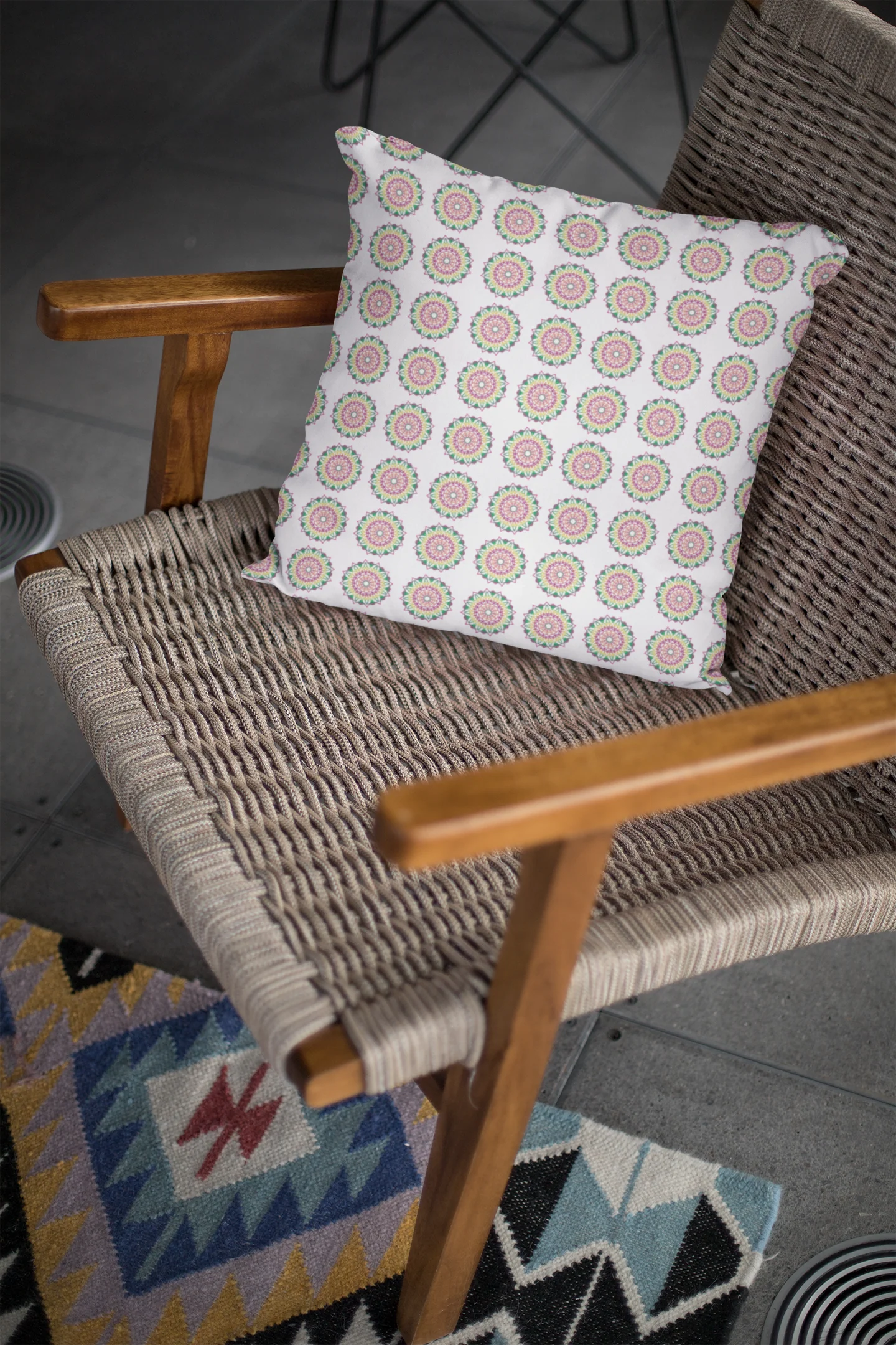 Printed Ethnic Cushion Cover with Filler Included ( 12 inch x 12 inch ) - Image 2