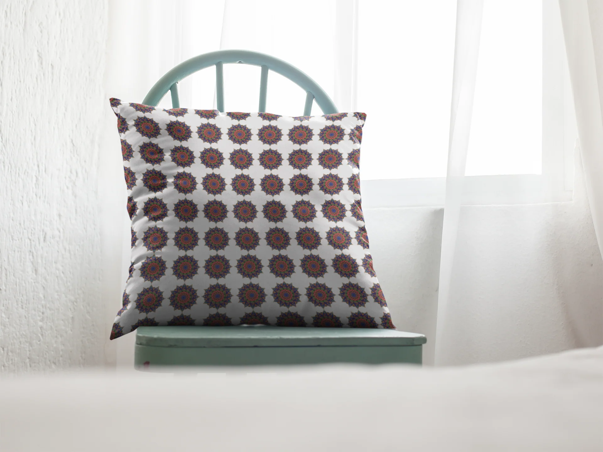 Printed Ethnic Cushion Cover with Filler Included ( 12 inch x 12 inch ) - Image 2