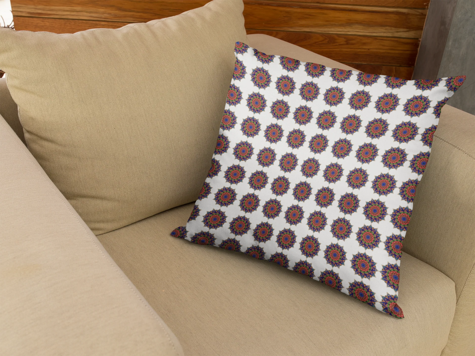 Printed Ethnic Cushion Cover with Filler Included ( 12 inch x 12 inch ) - Image 3