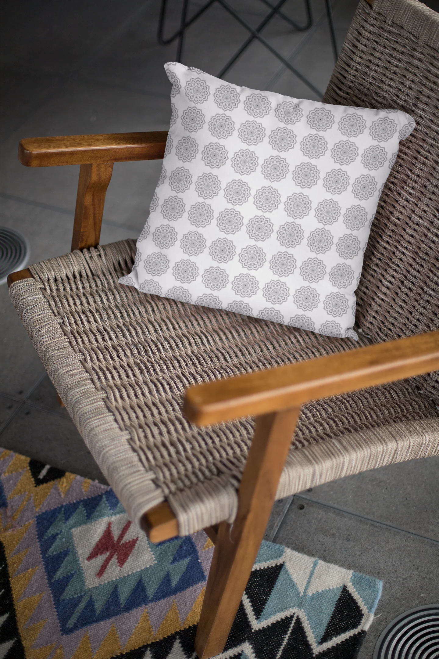 Printed Ethnic Cushion Cover with Filler Included ( 12 inch x 12 inch ) - Image 2
