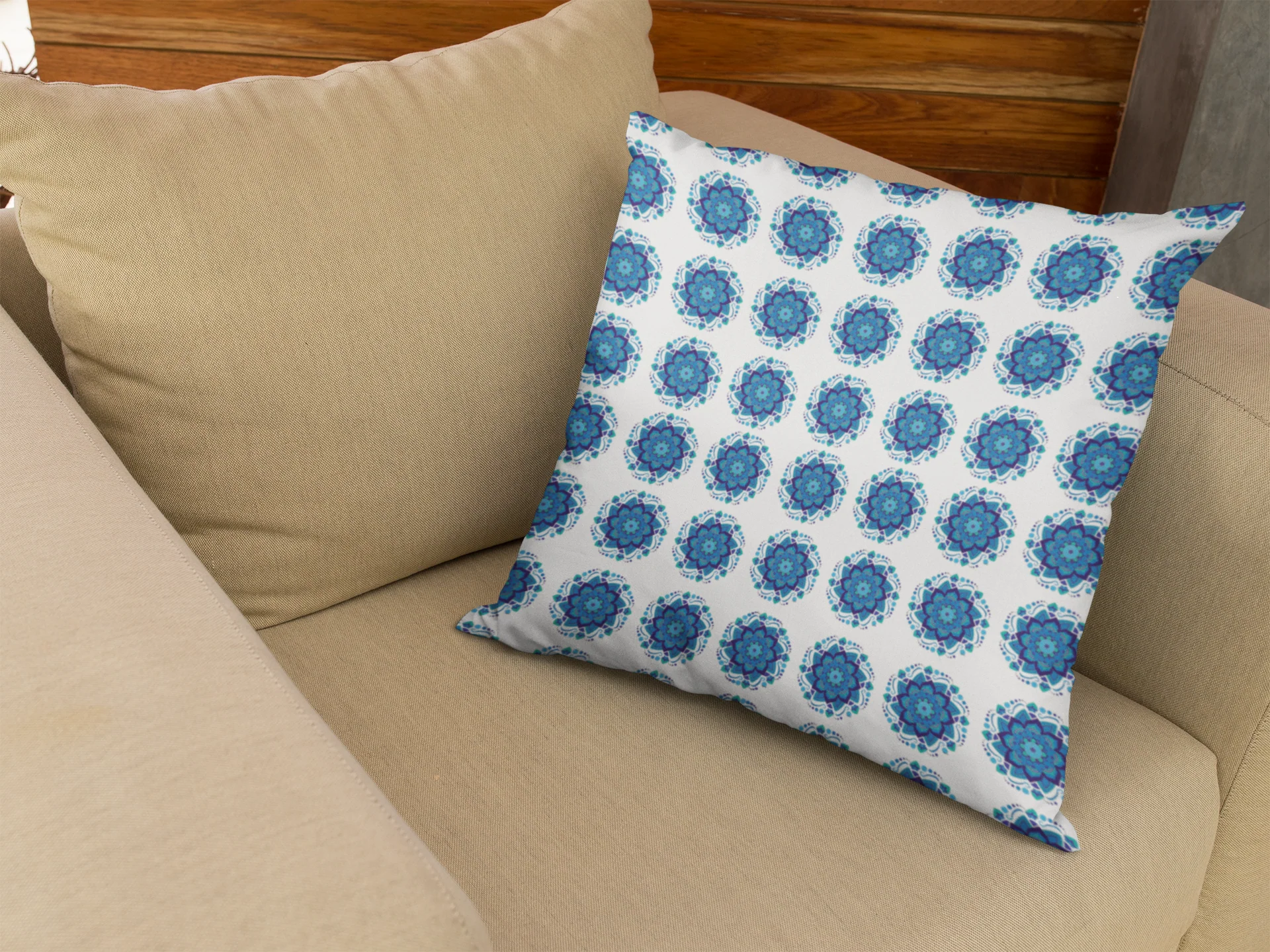 Printed Ethnic Cushion Cover with Filler Included ( 12 inch x 12 inch ) - Image 3