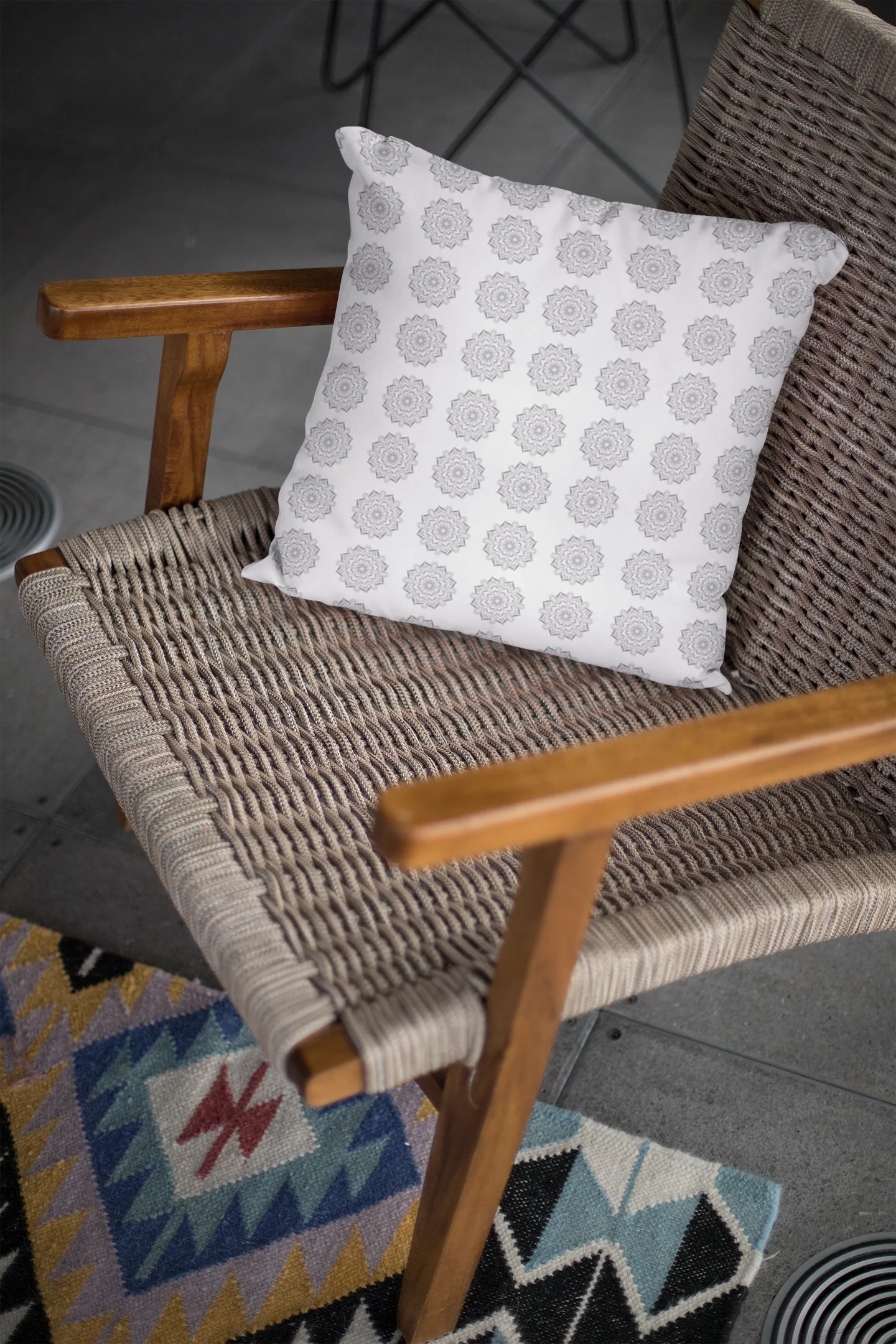 Printed Ethnic Cushion Cover with Filler Included ( 12 inch x 12 inch ) - Image 2