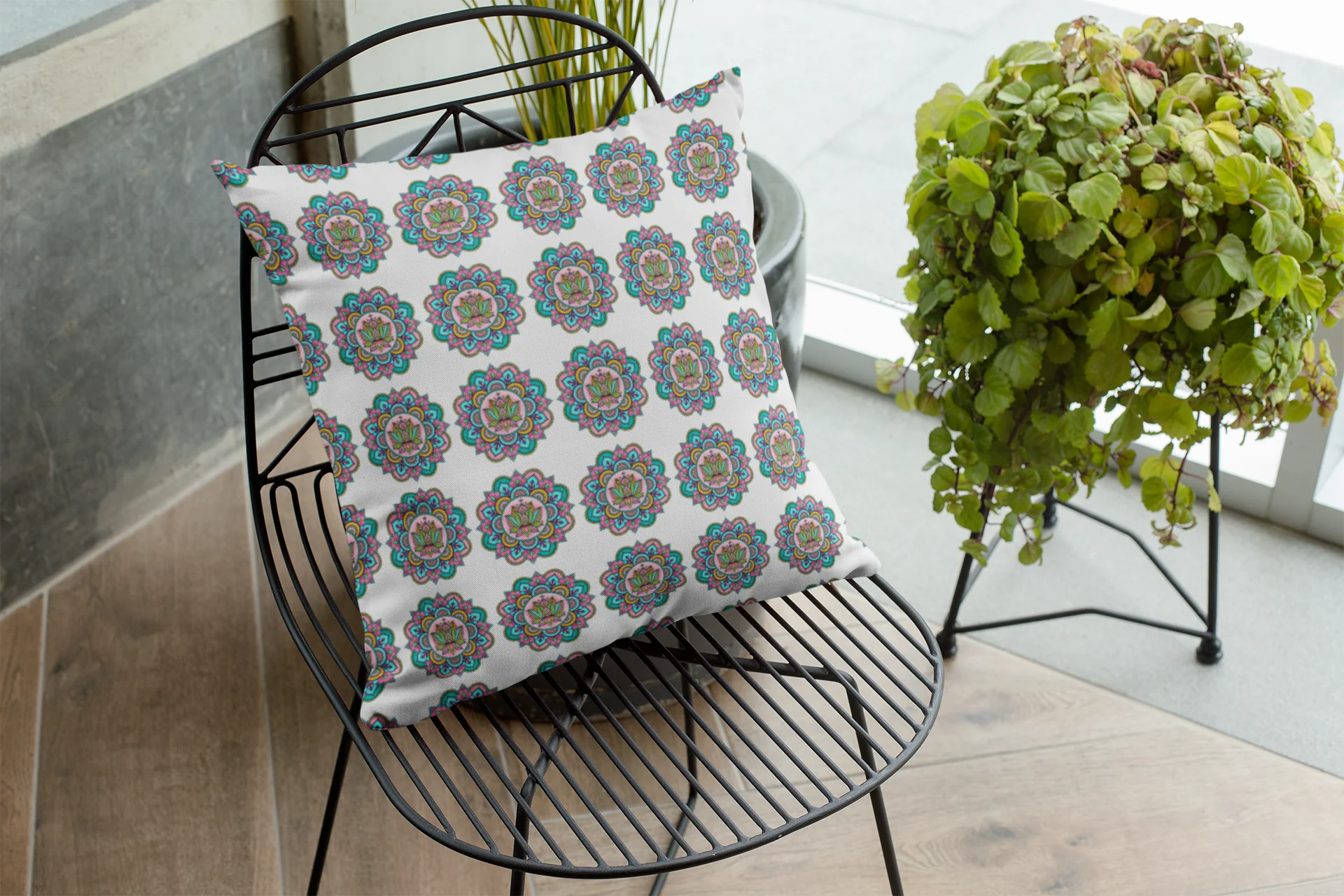 Printed Ethnic Cushion Cover with Filler Included ( 12 inch x 12 inch ) - Image 2