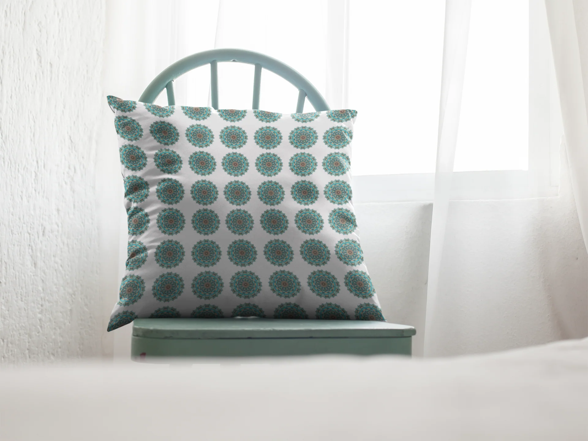 Printed Ethnic Cushion Cover with Filler Included ( 12 inch x 12 inch ) - Image 2