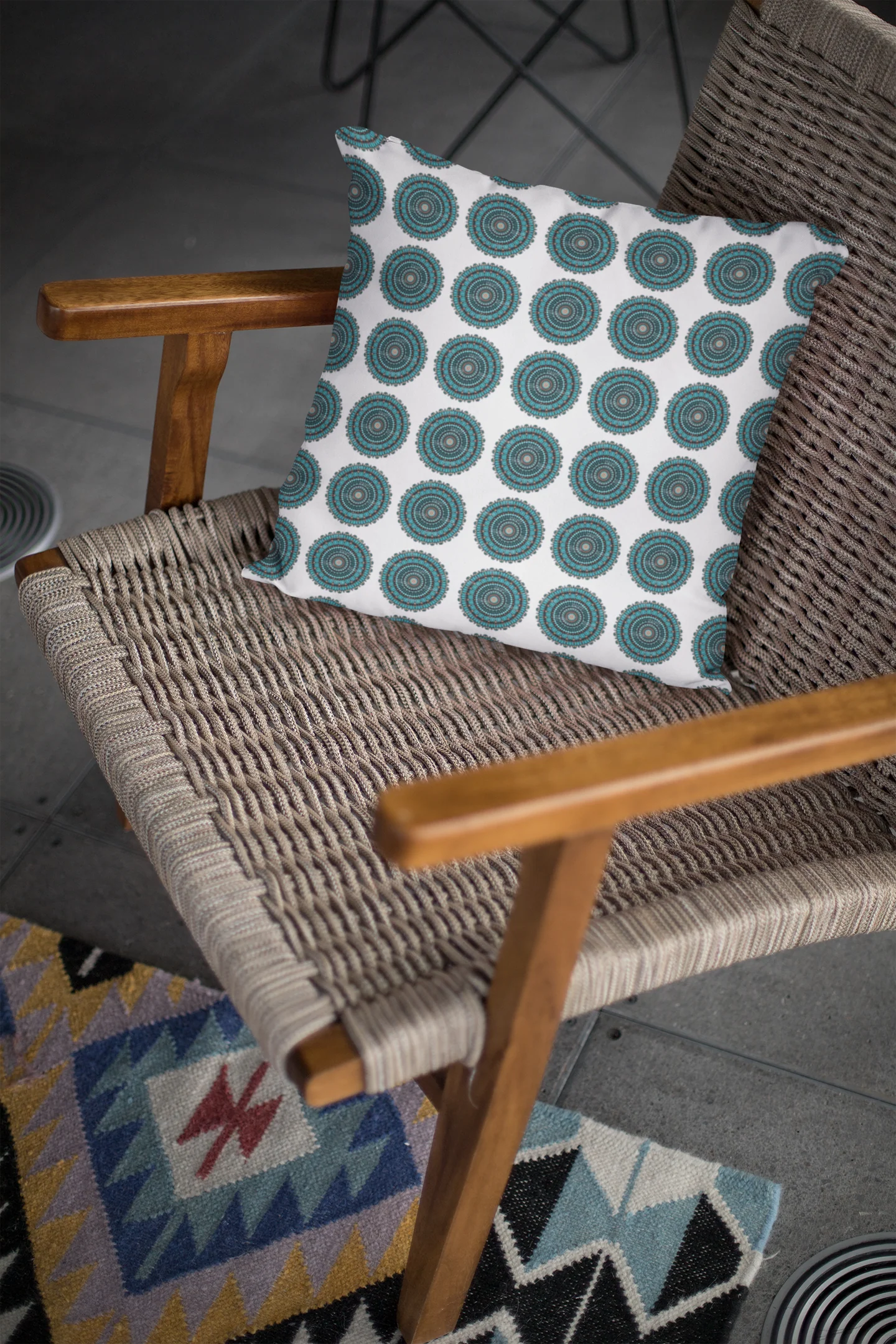 Printed Ethnic Cushion Cover with Filler Included ( 12 inch x 12 inch ) - Image 2