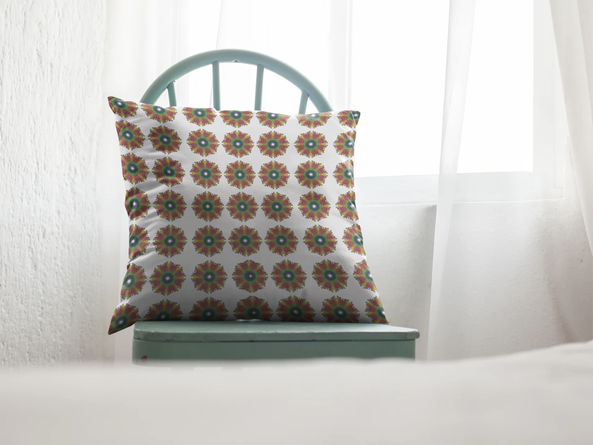 Printed Ethnic Cushion Cover with Filler Included ( 12 inch x 12 inch ) - Image 2