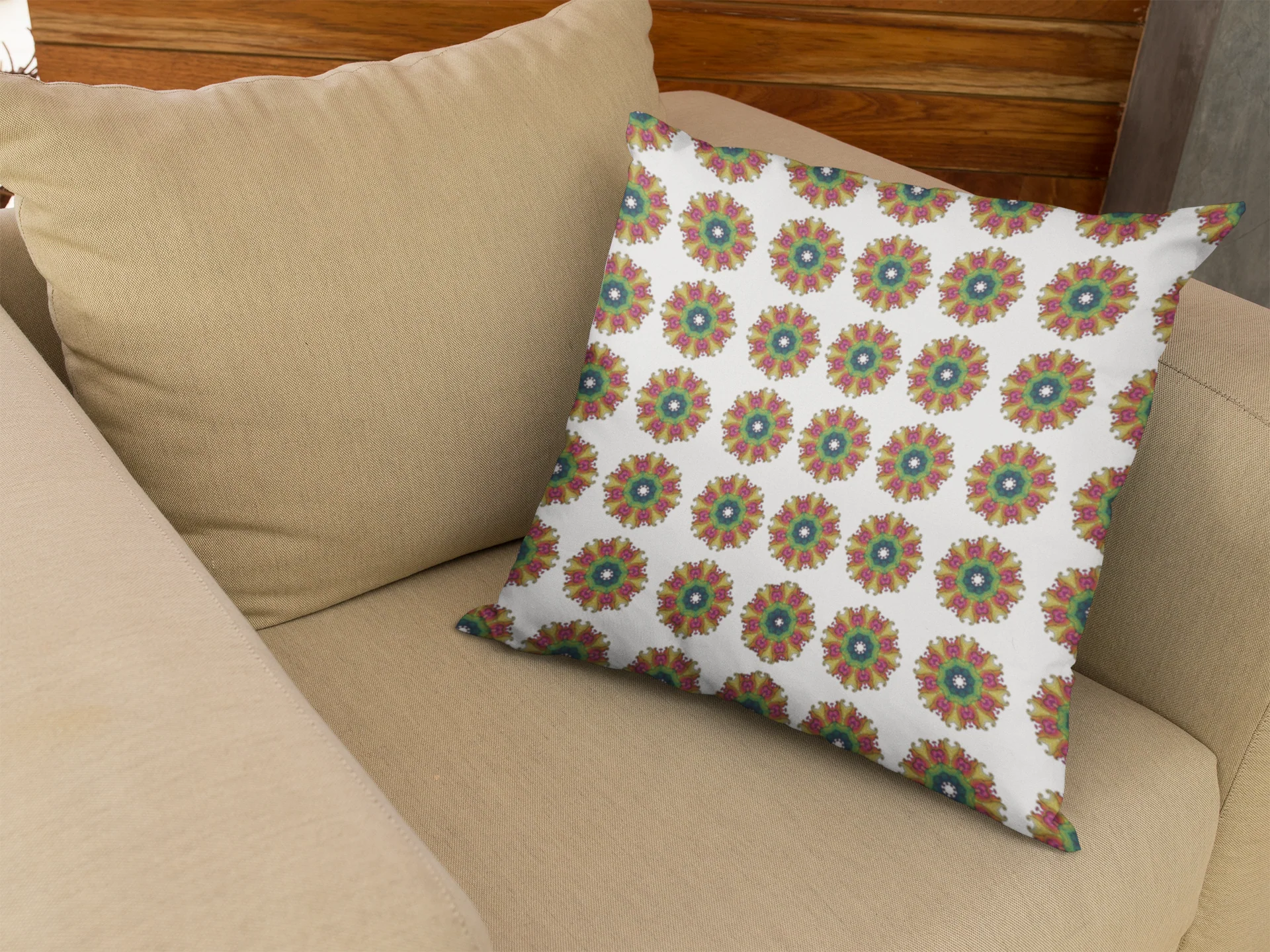 Printed Ethnic Cushion Cover with Filler Included ( 12 inch x 12 inch ) - Image 3