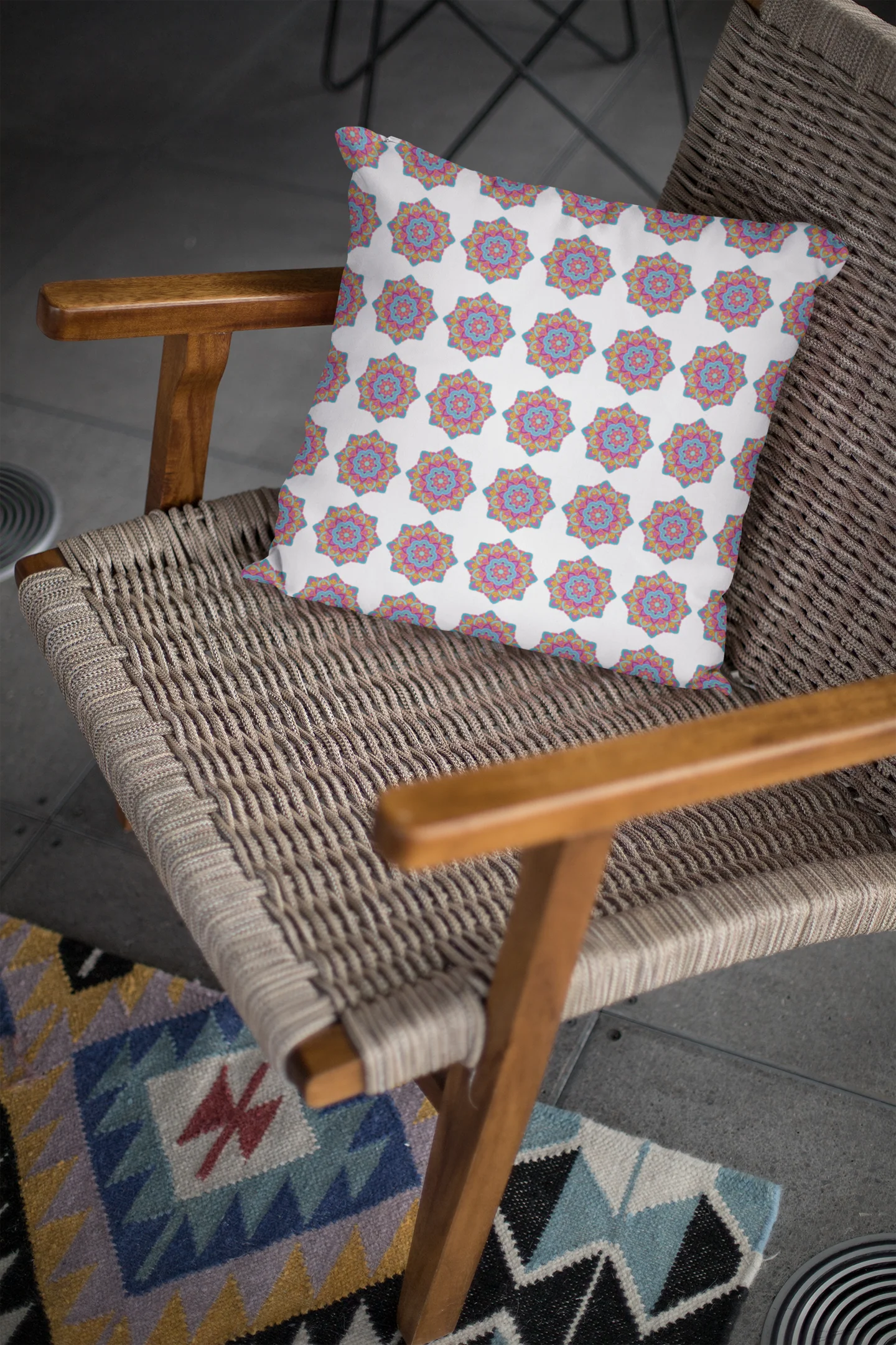 Printed Ethnic Cushion Cover with Filler Included ( 12 inch x 12 inch ) - Image 2